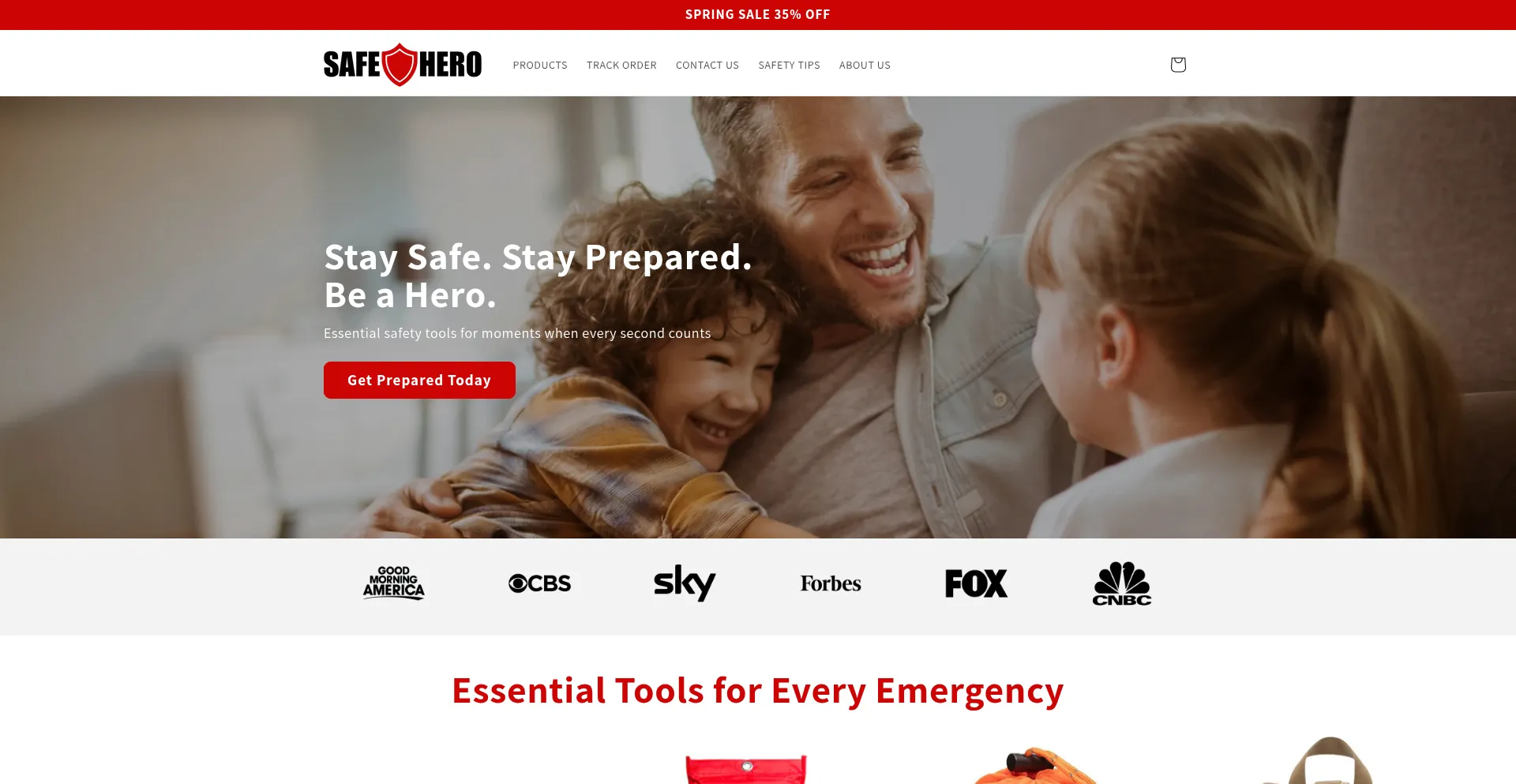 Website screenshot of Safehero.us