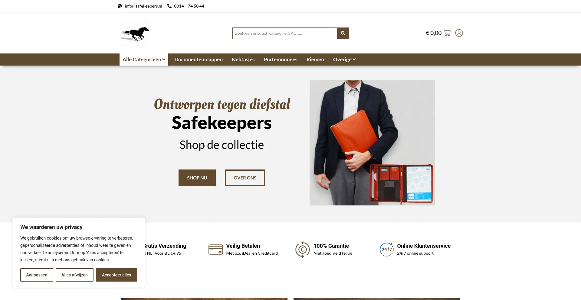Website screenshot of Safekeepers.nl