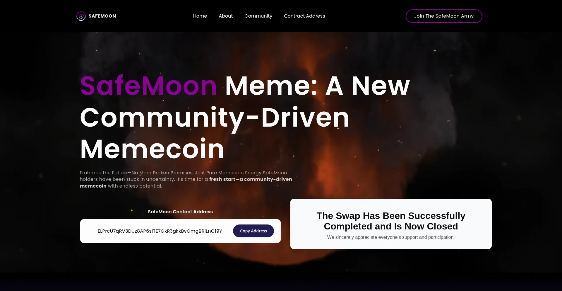 Website screenshot of Safemoon-migration-rewards.pages.dev