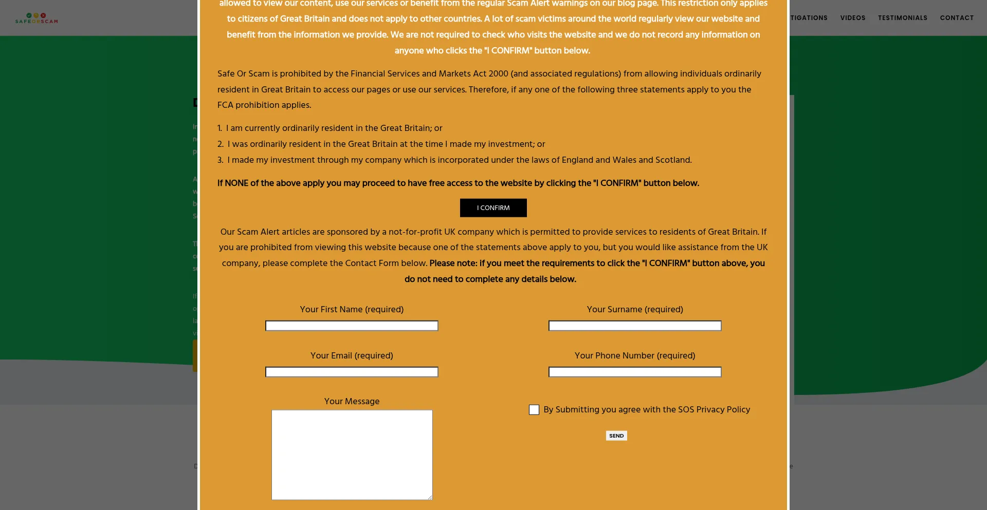 Safeorscam.net Screenshot