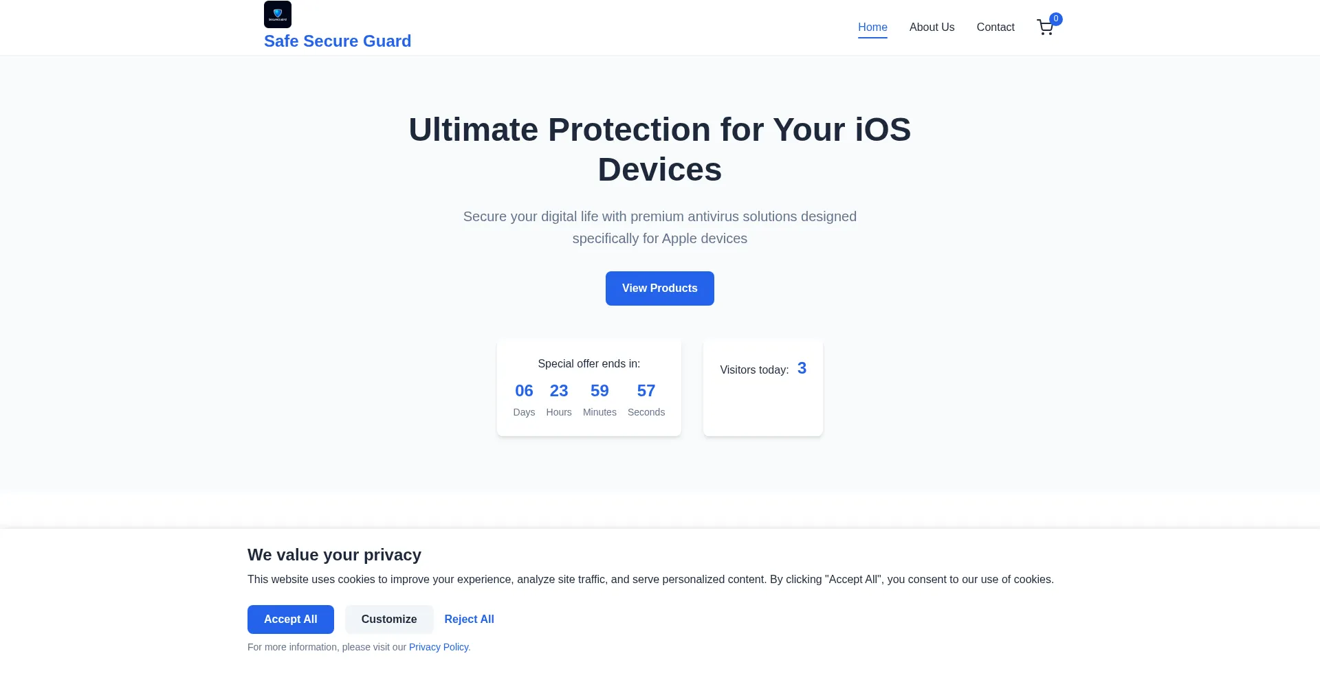 Website screenshot of Safesecureguard.com