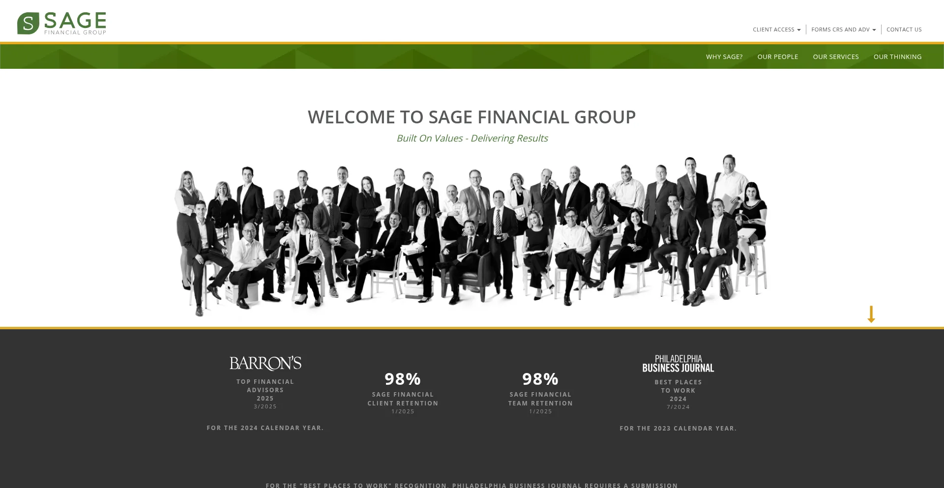 Website screenshot of Sagefinancial.com