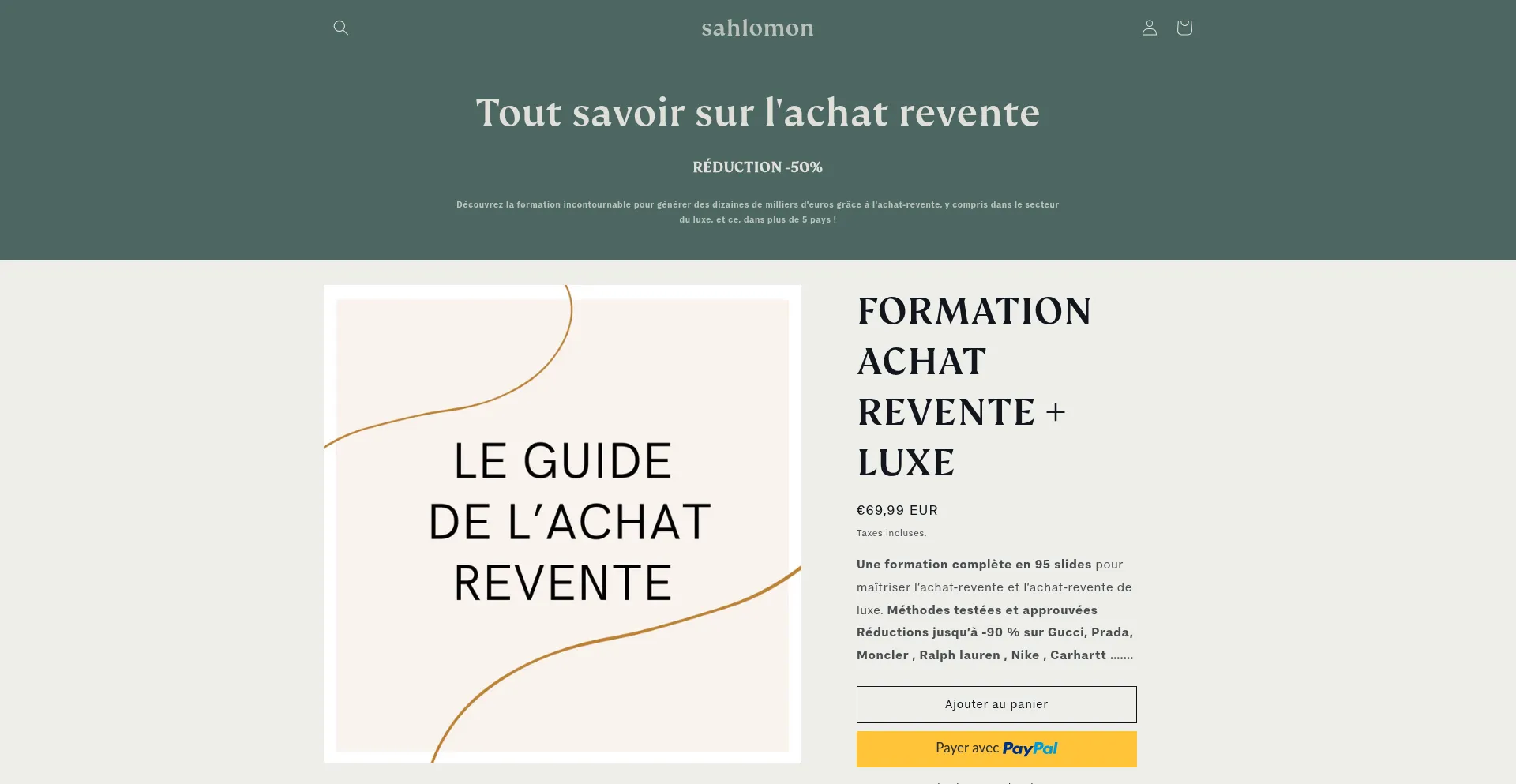 Website screenshot of Sahlomon.myshopify.com