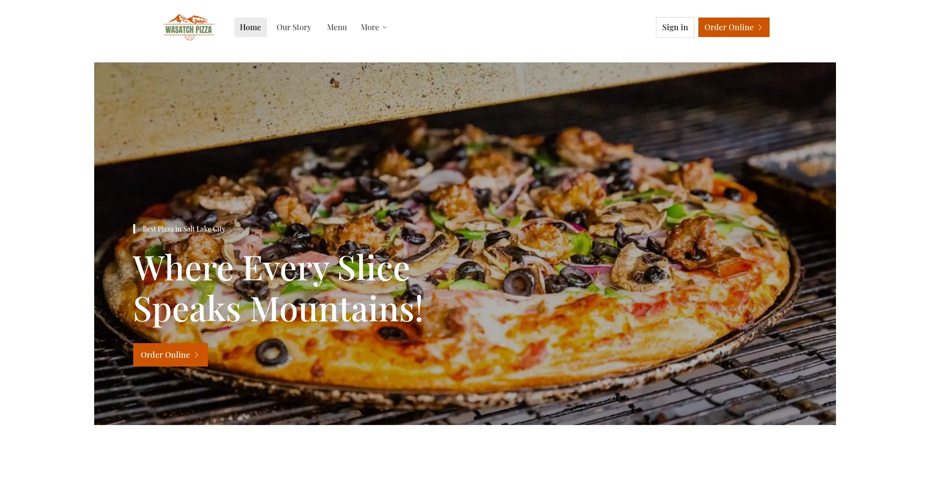 Website screenshot of Saltlakesbestpizza.com