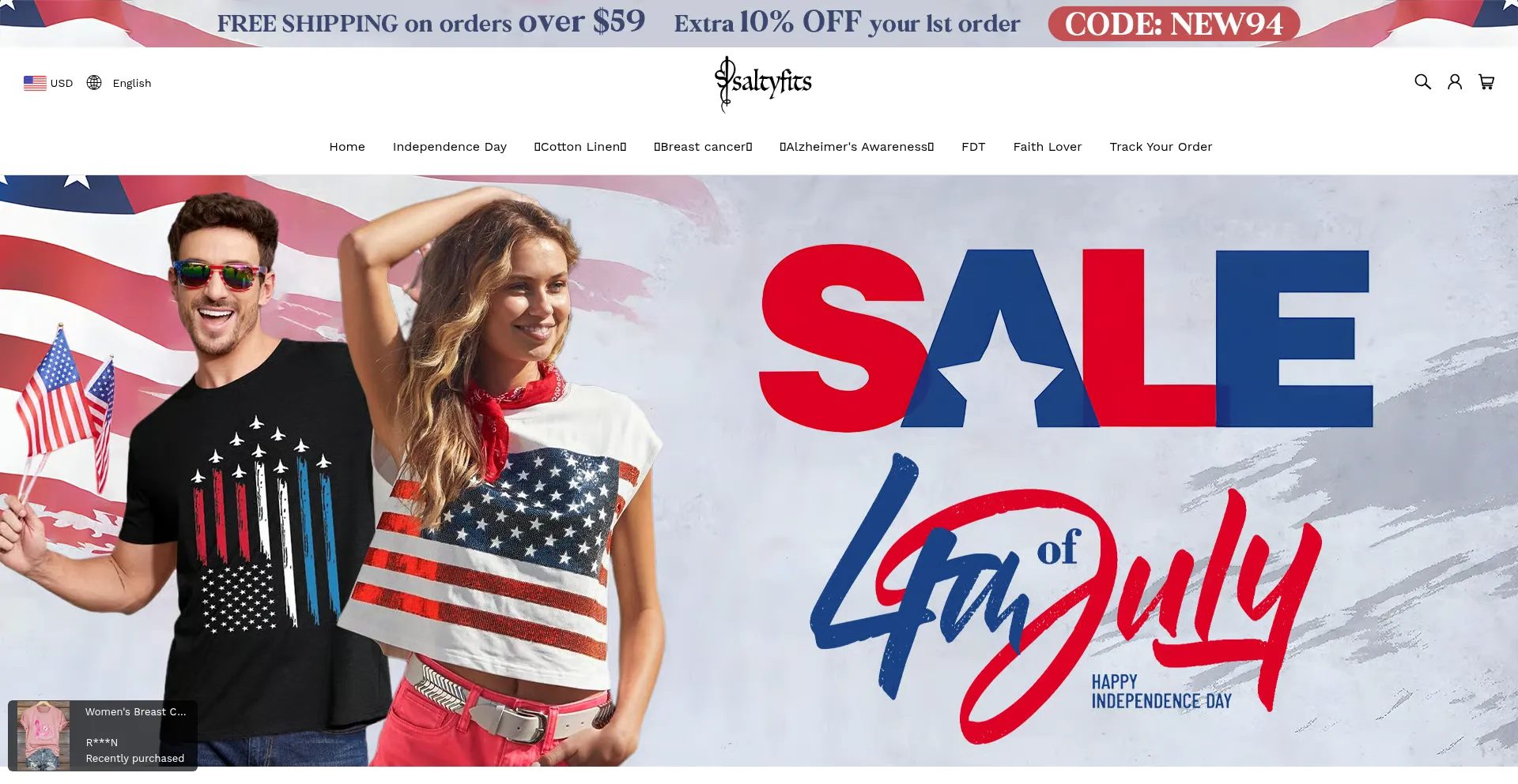 Website screenshot of Saltyfits.com