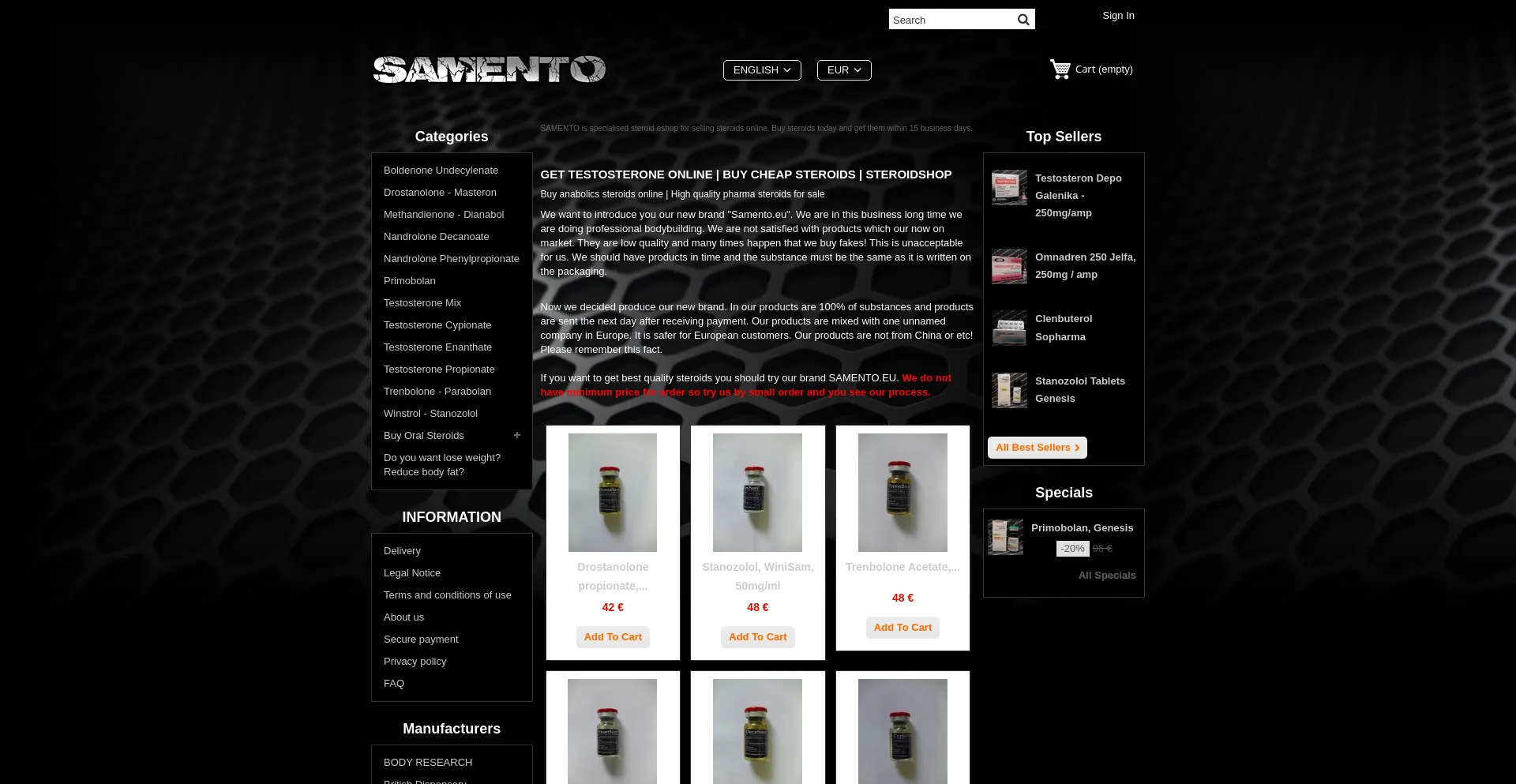 Website screenshot of Samento.eu