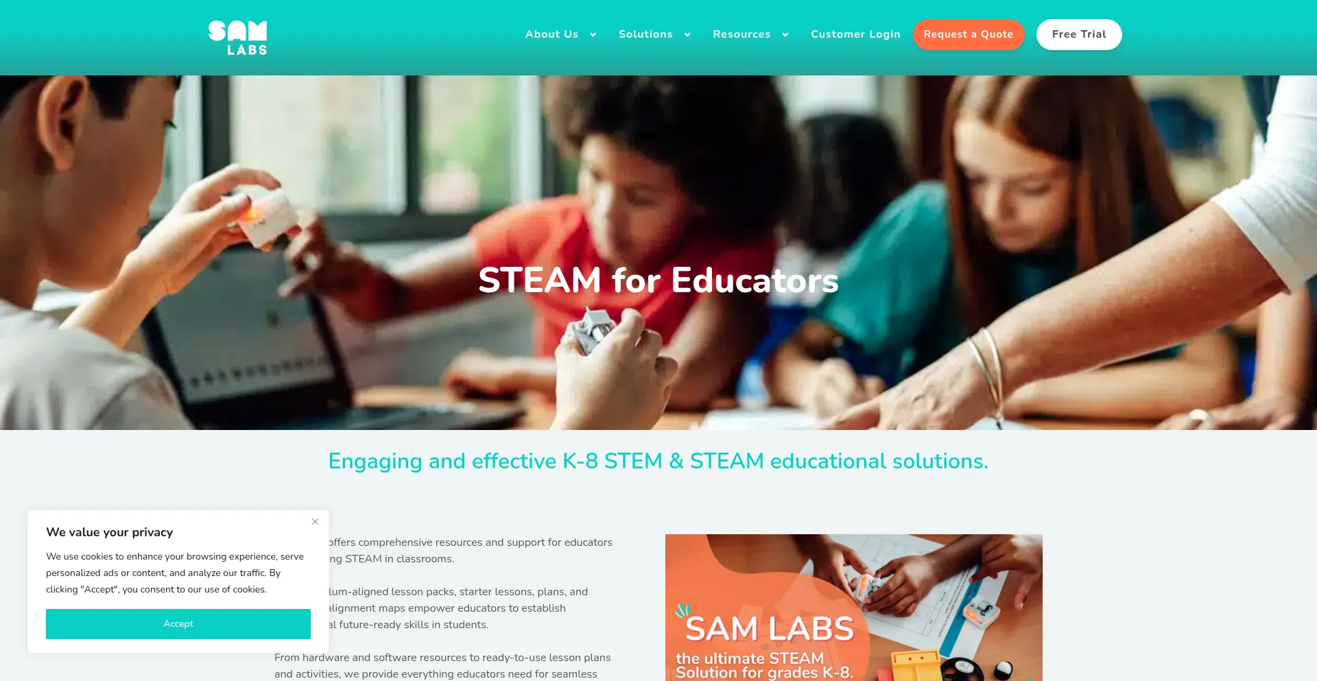 Website screenshot of Samlabs.com