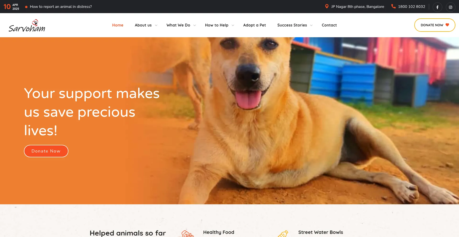 Website screenshot of Sarvoham.org