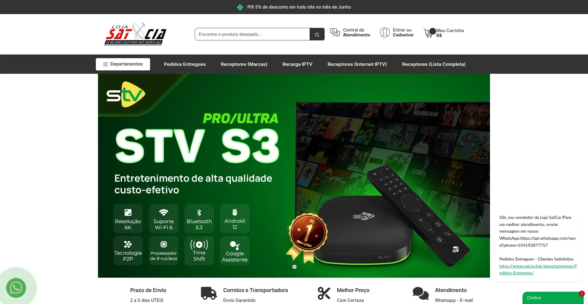 Website screenshot of Satcia.link
