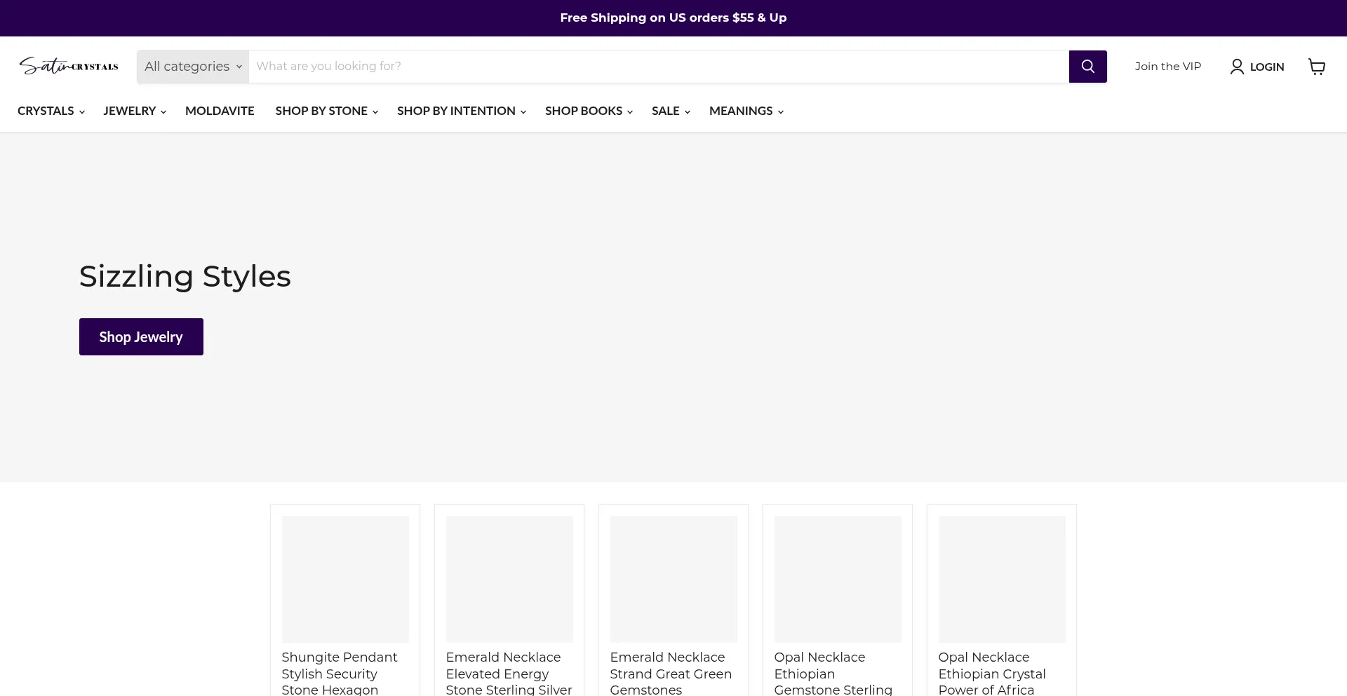 Website screenshot of Satincrystals.com
