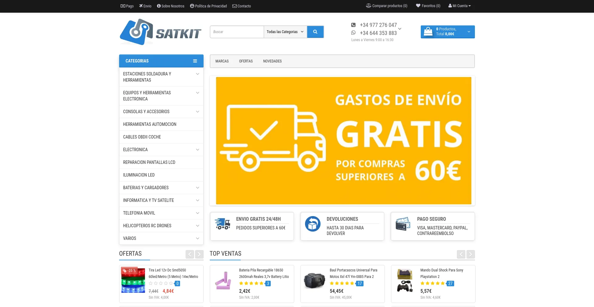 Website screenshot of Satkit.com