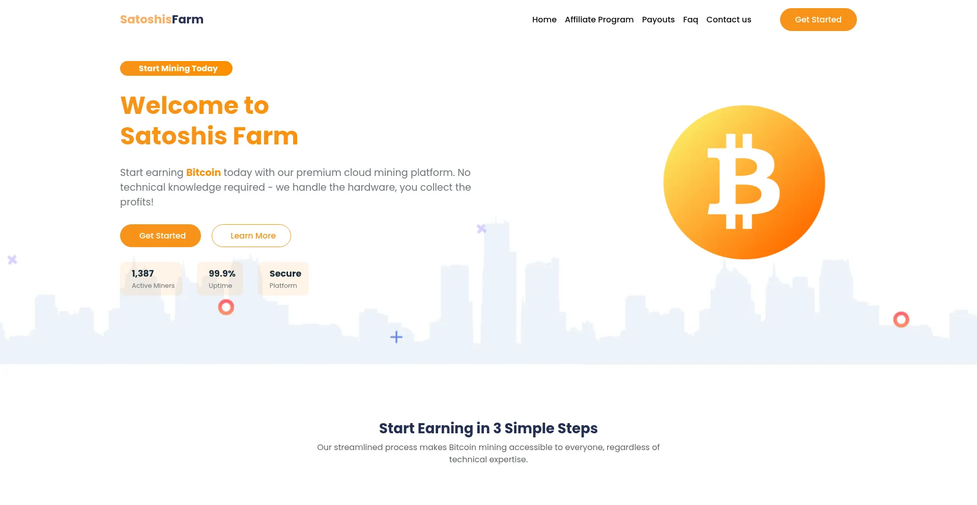 Website screenshot of Satoshisfarm.online