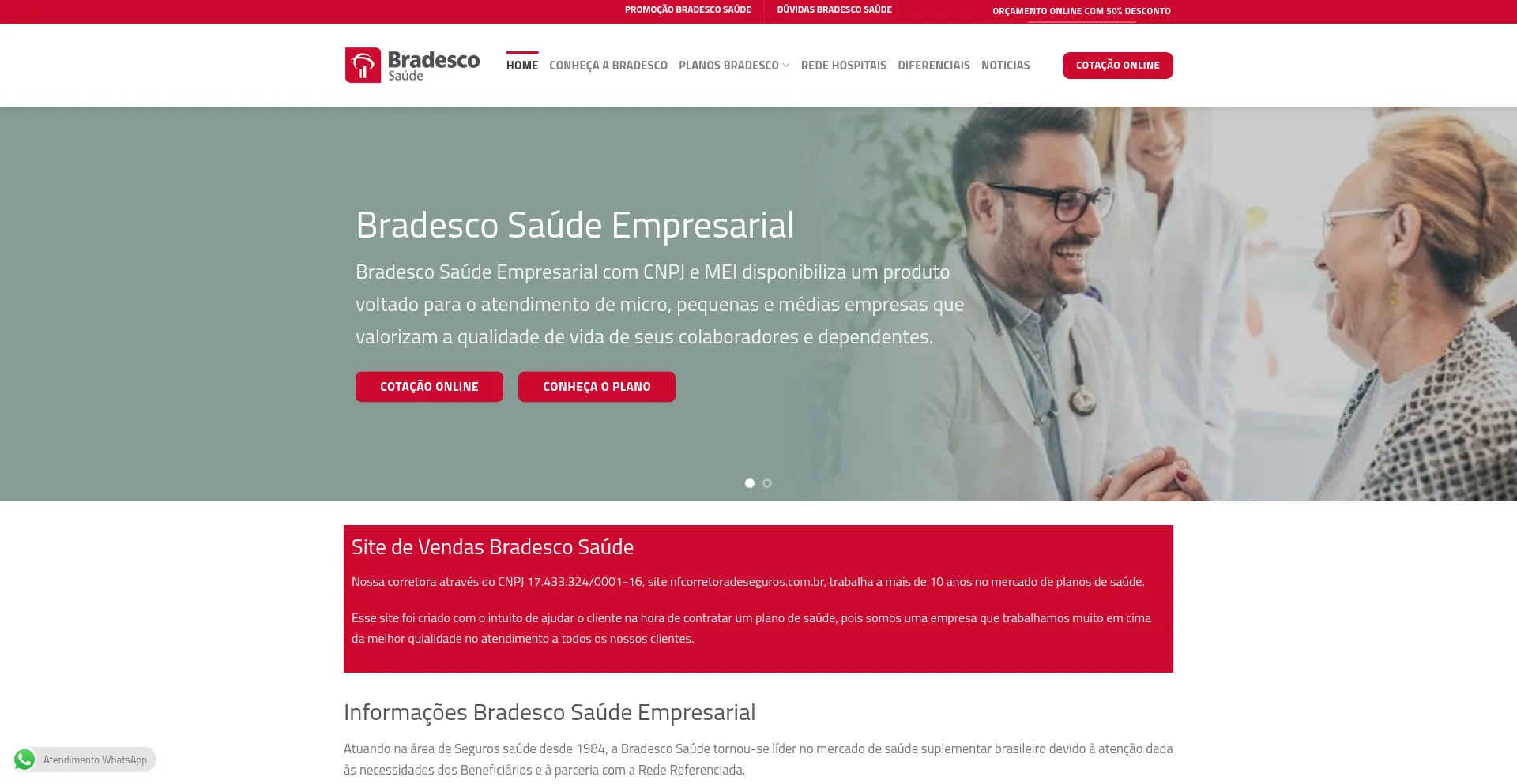 Website screenshot of Saudebradescobr.com.br