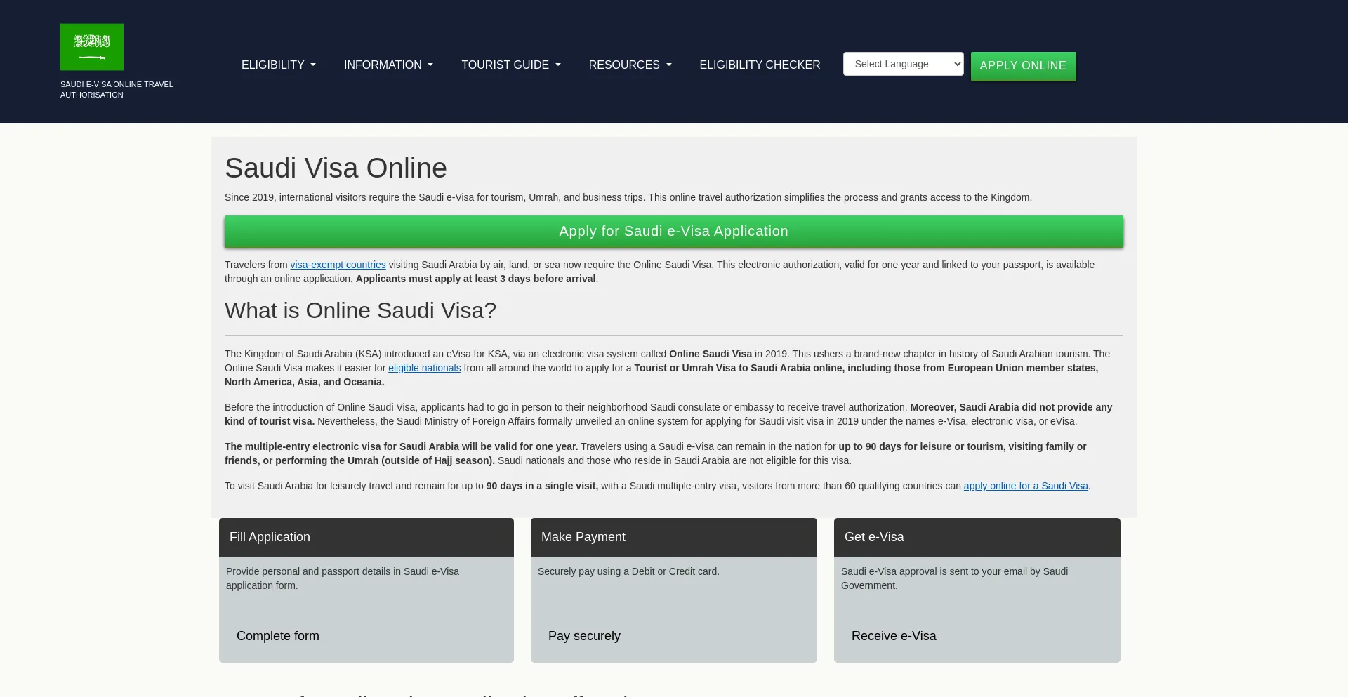 Website screenshot of Saudiavisa.org