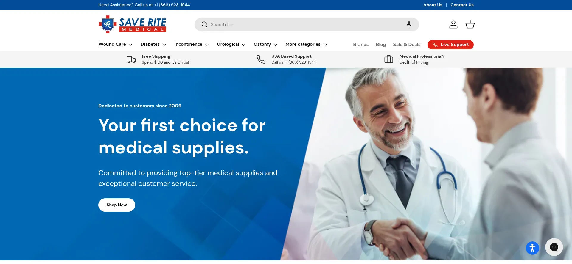 Website screenshot of Saveritemedical.com
