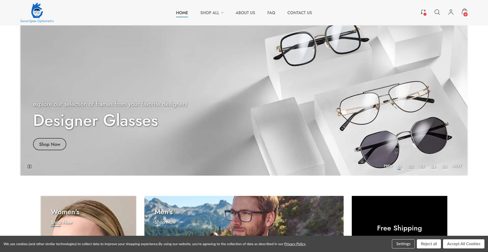 Website screenshot of Savonspex.com