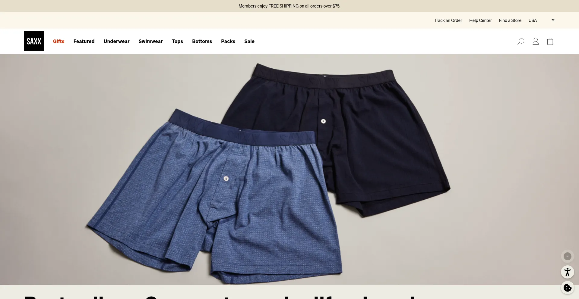 Website screenshot of Saxxunderwear.com