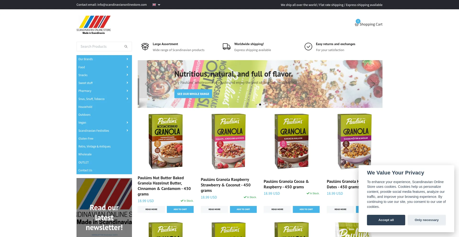 Website screenshot of Scandinavianonlinestore.com