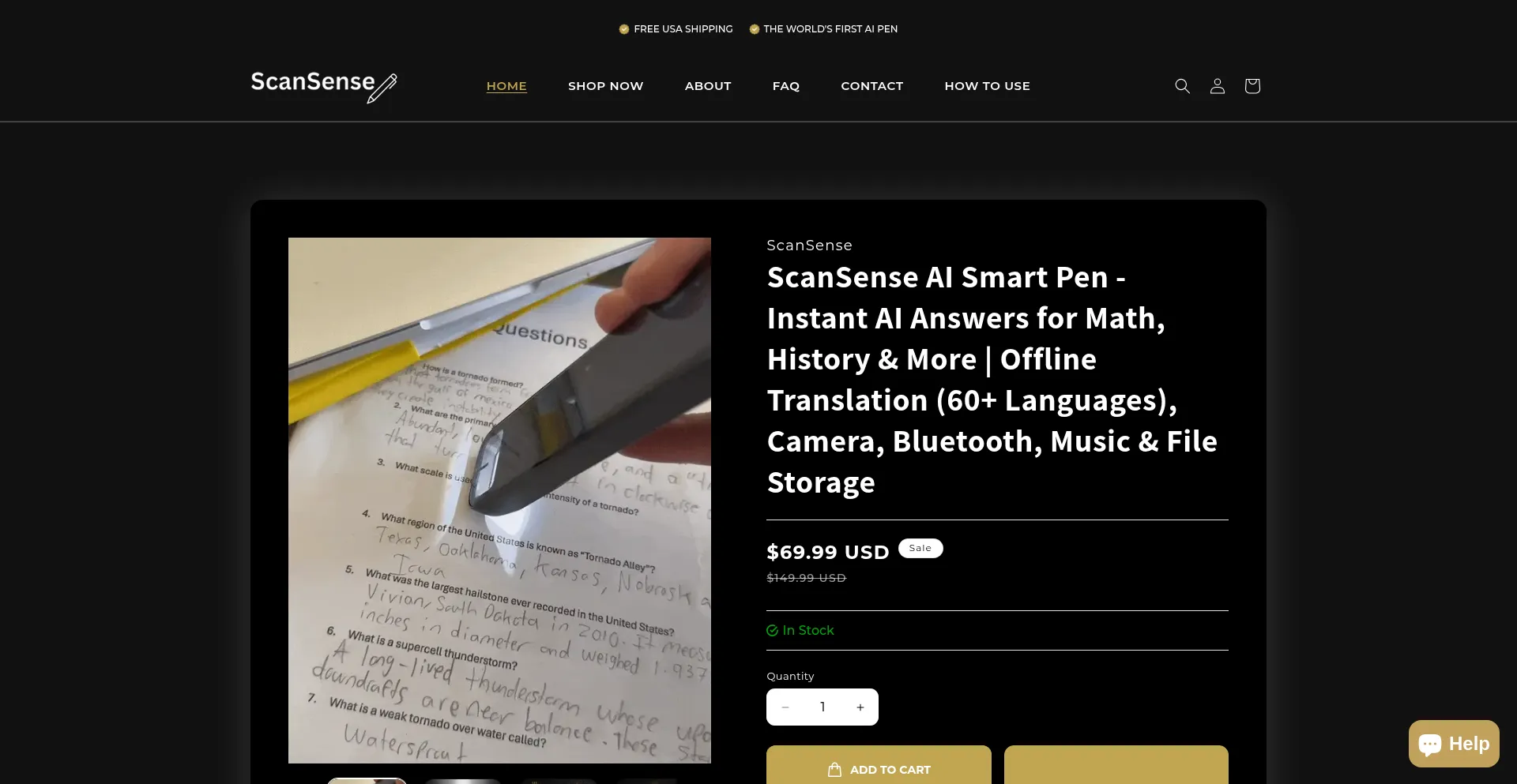 Website screenshot of Scansensepen.com