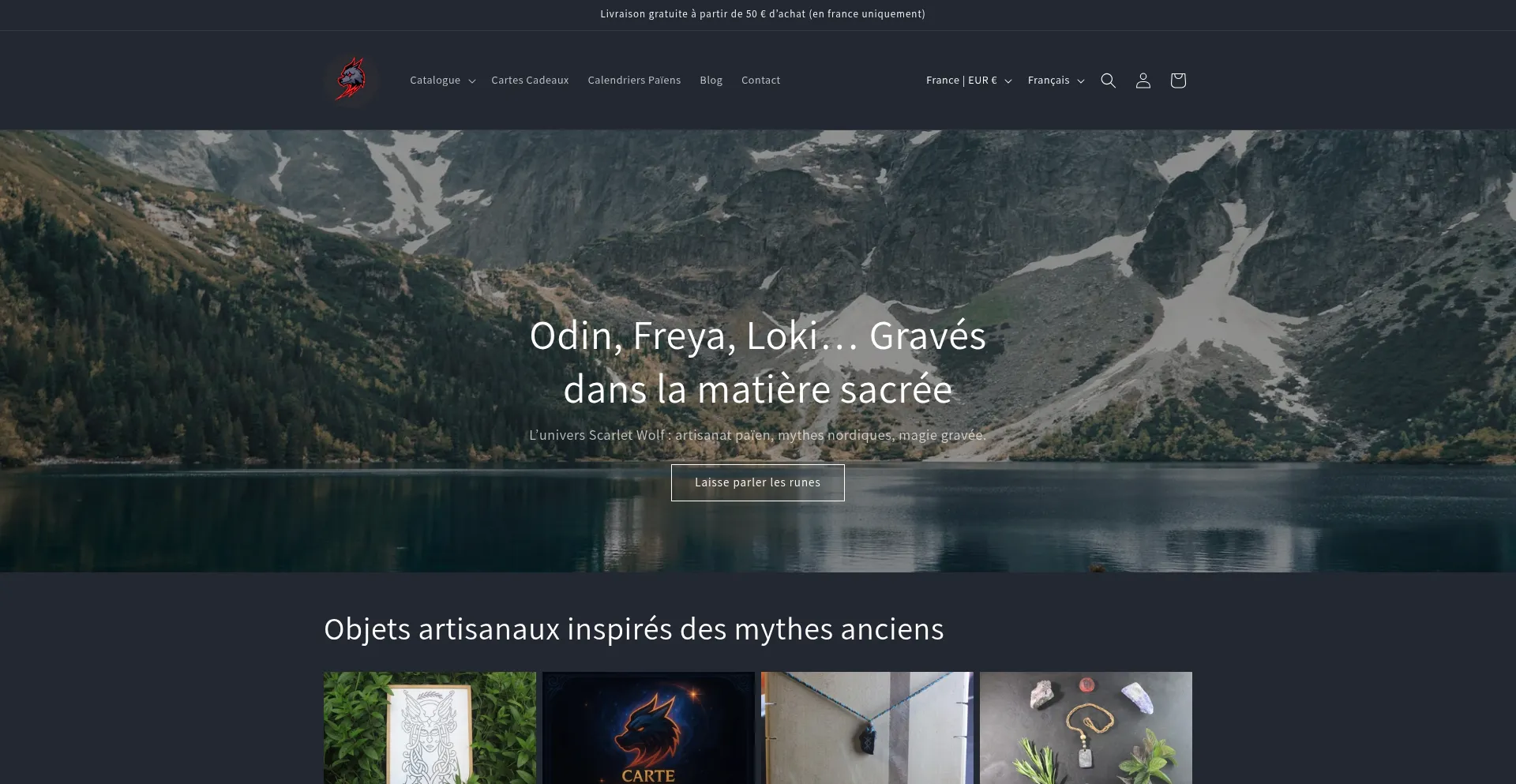 Website screenshot of Scarletwolf.fr