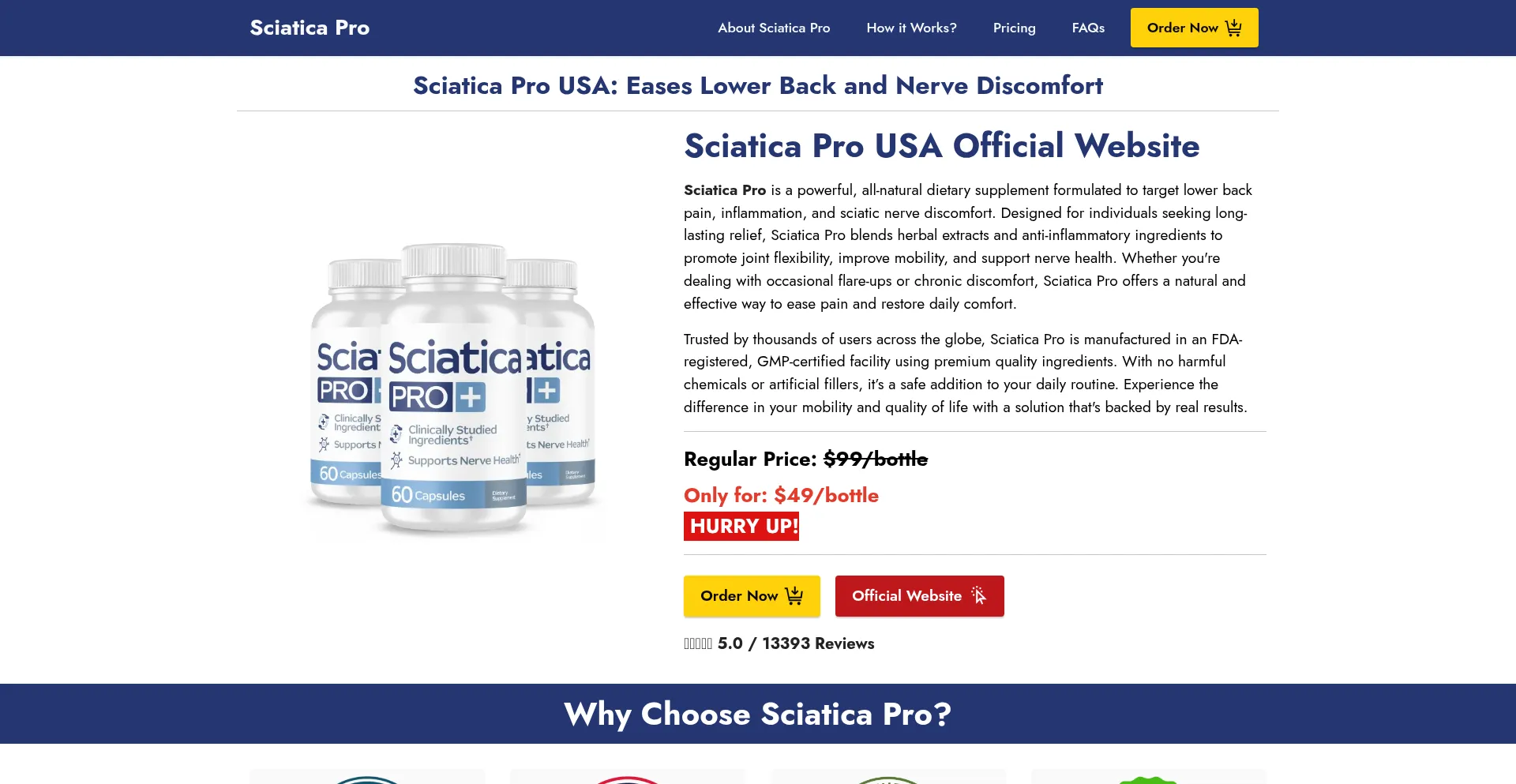Website screenshot of Sciaticapro-pro.com