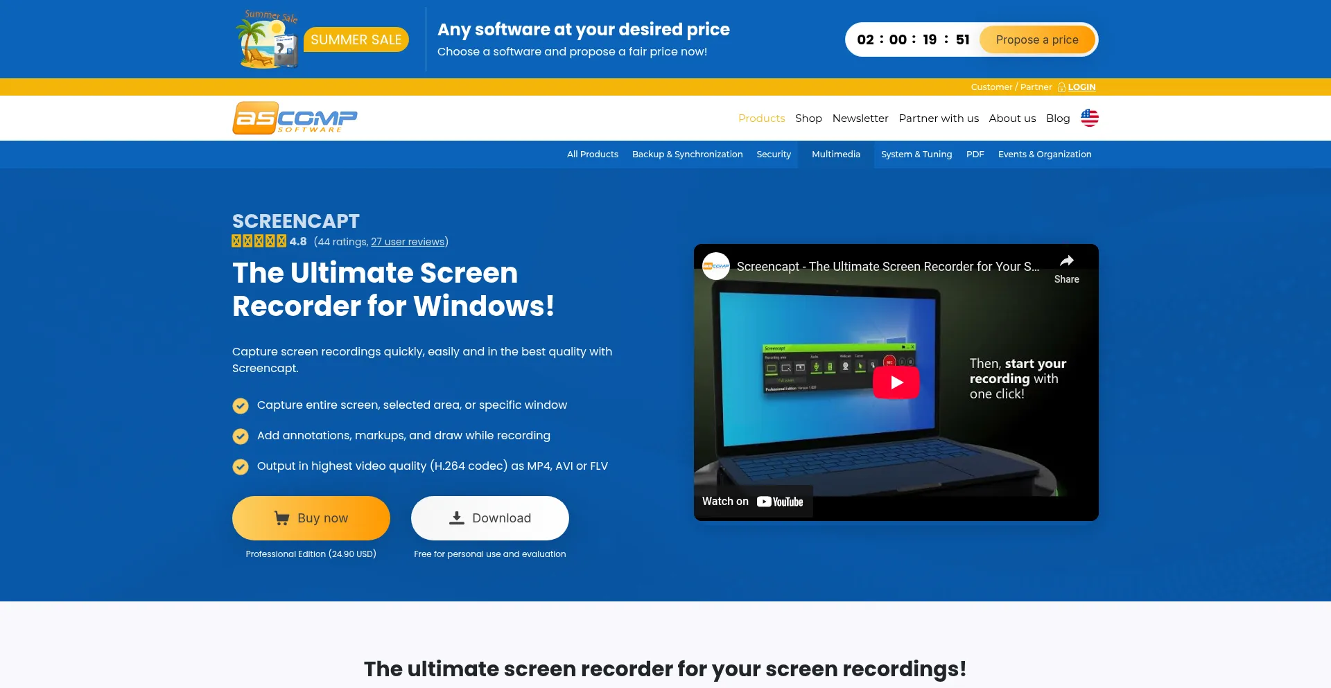 Website screenshot of Screencapt.org