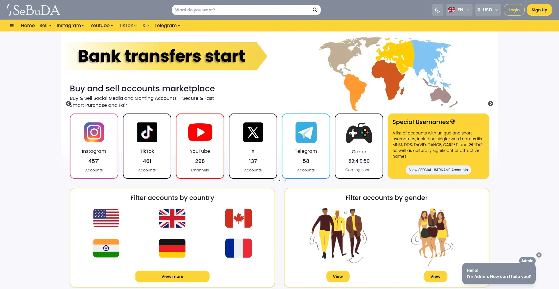 Website screenshot of Sebuda.com