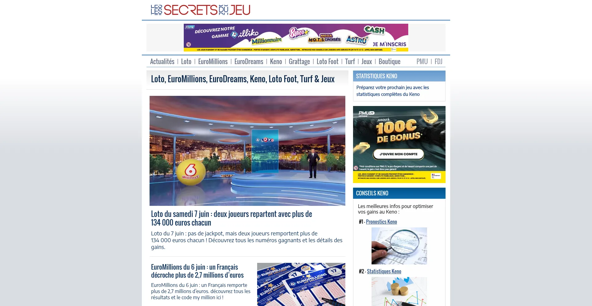 Website screenshot of Secretsdujeu.com