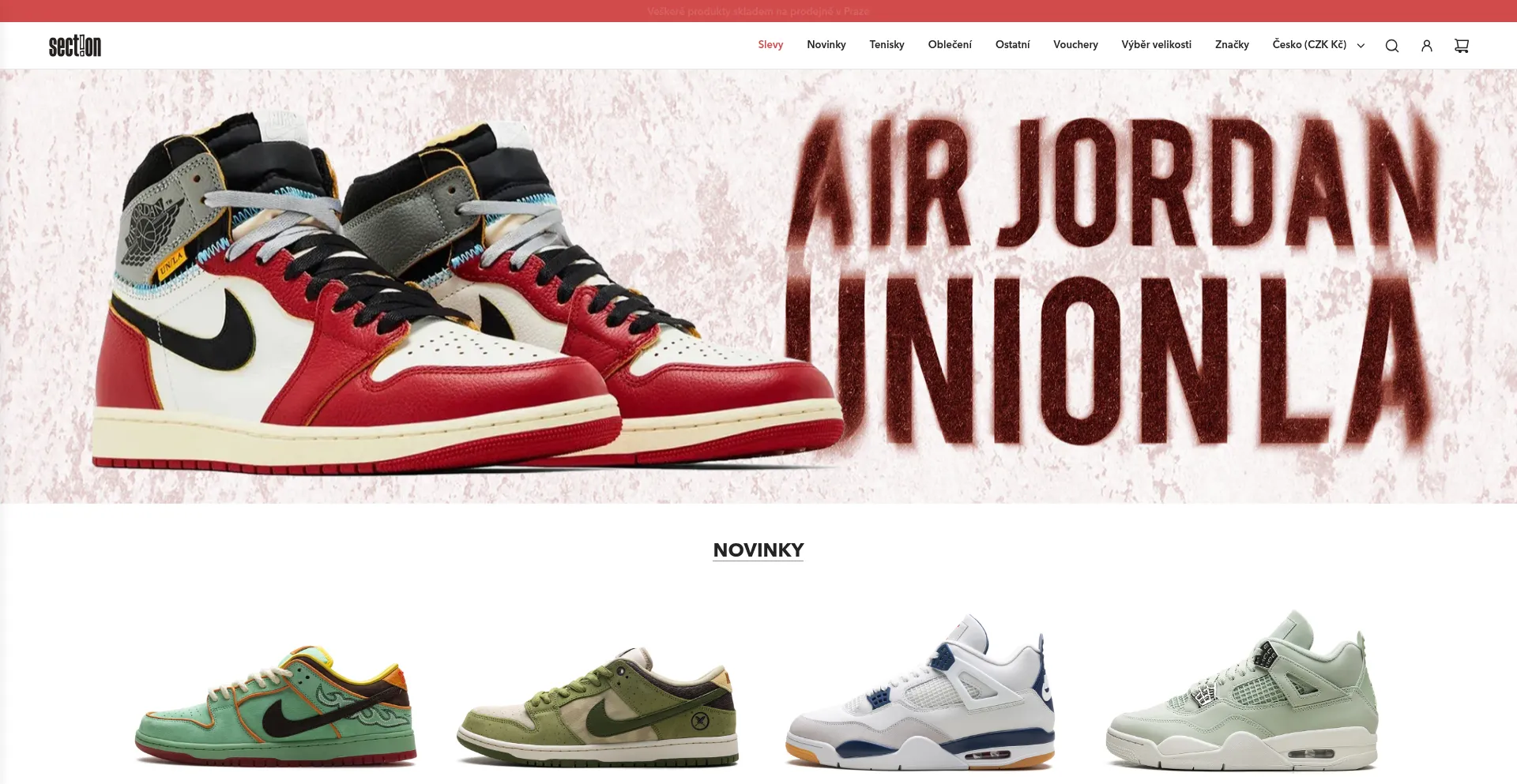 Website screenshot of Sectionstore.cz