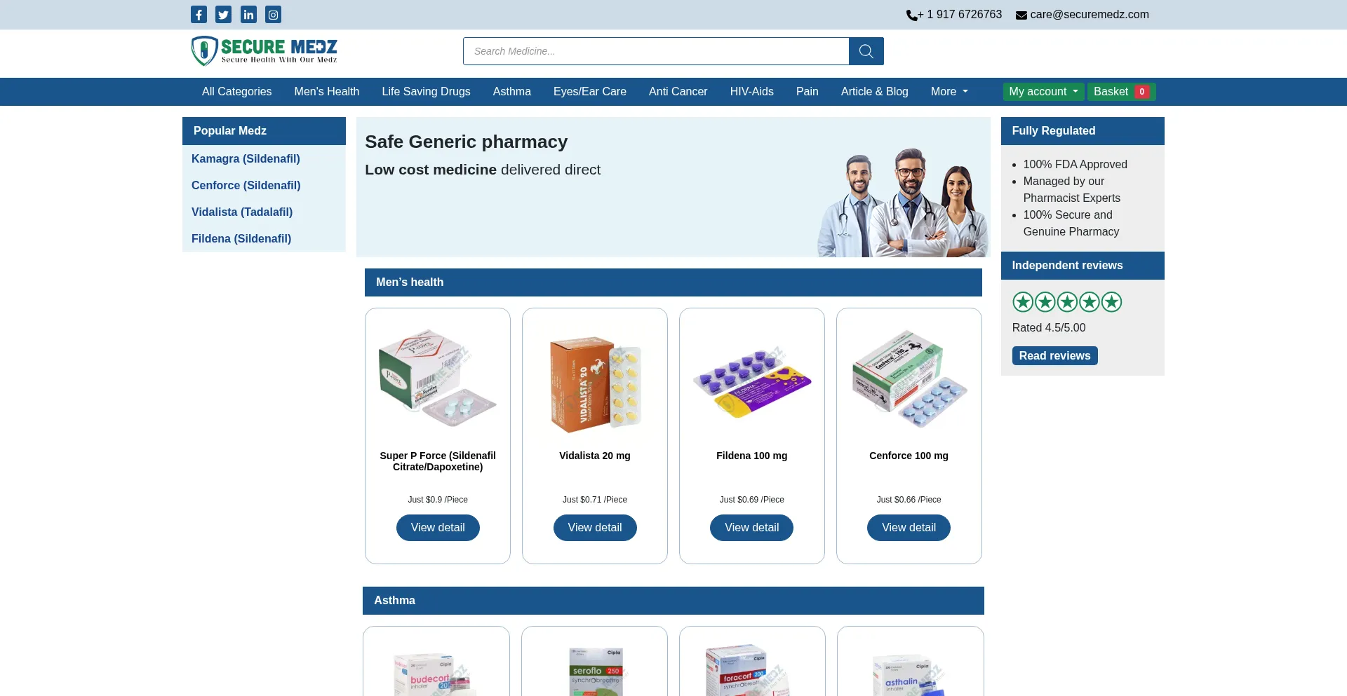 Website screenshot of Securemedz.com