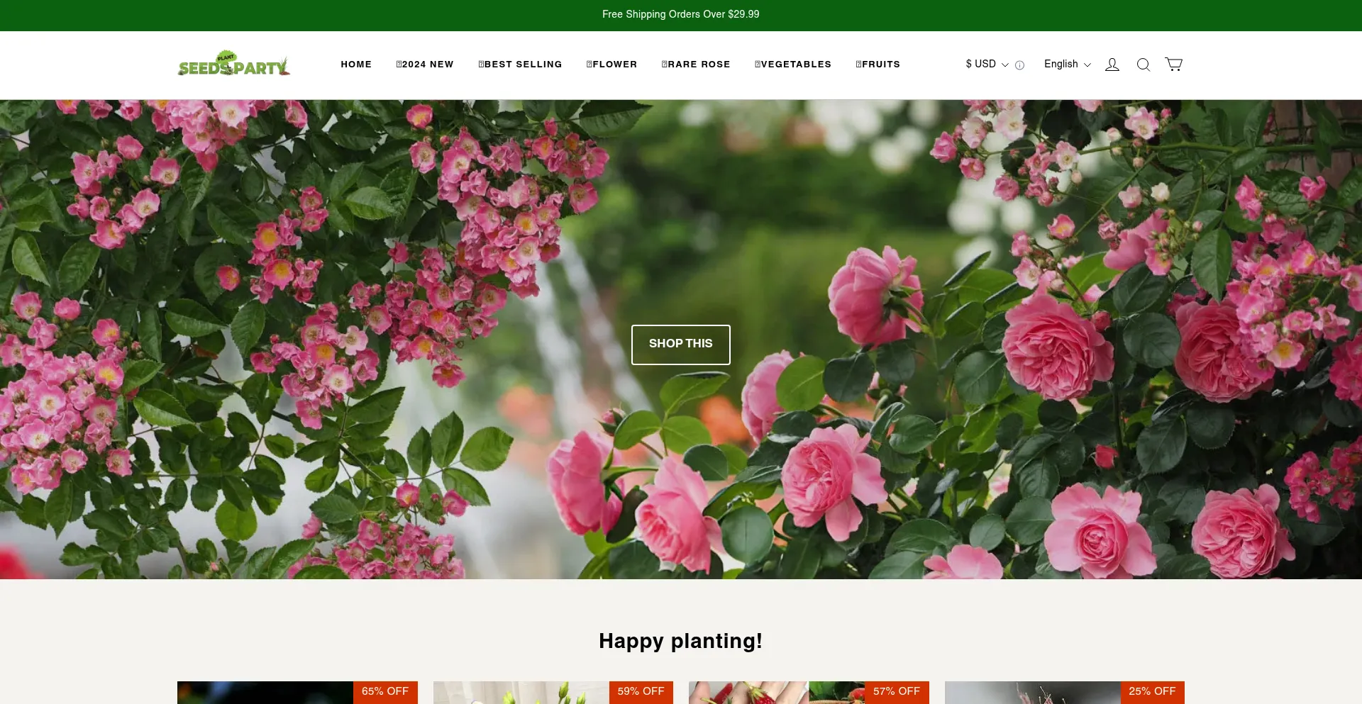 Website screenshot of Seedsparty.com
