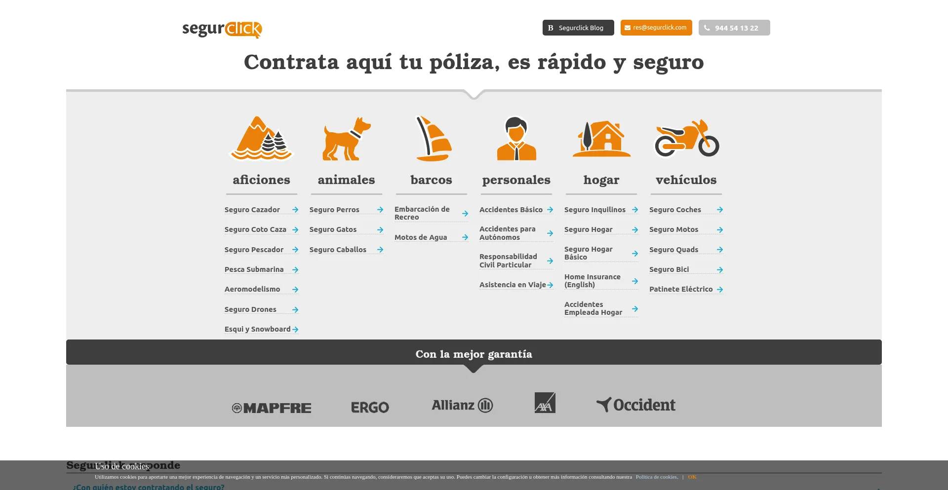 Website screenshot of Segurclick.com