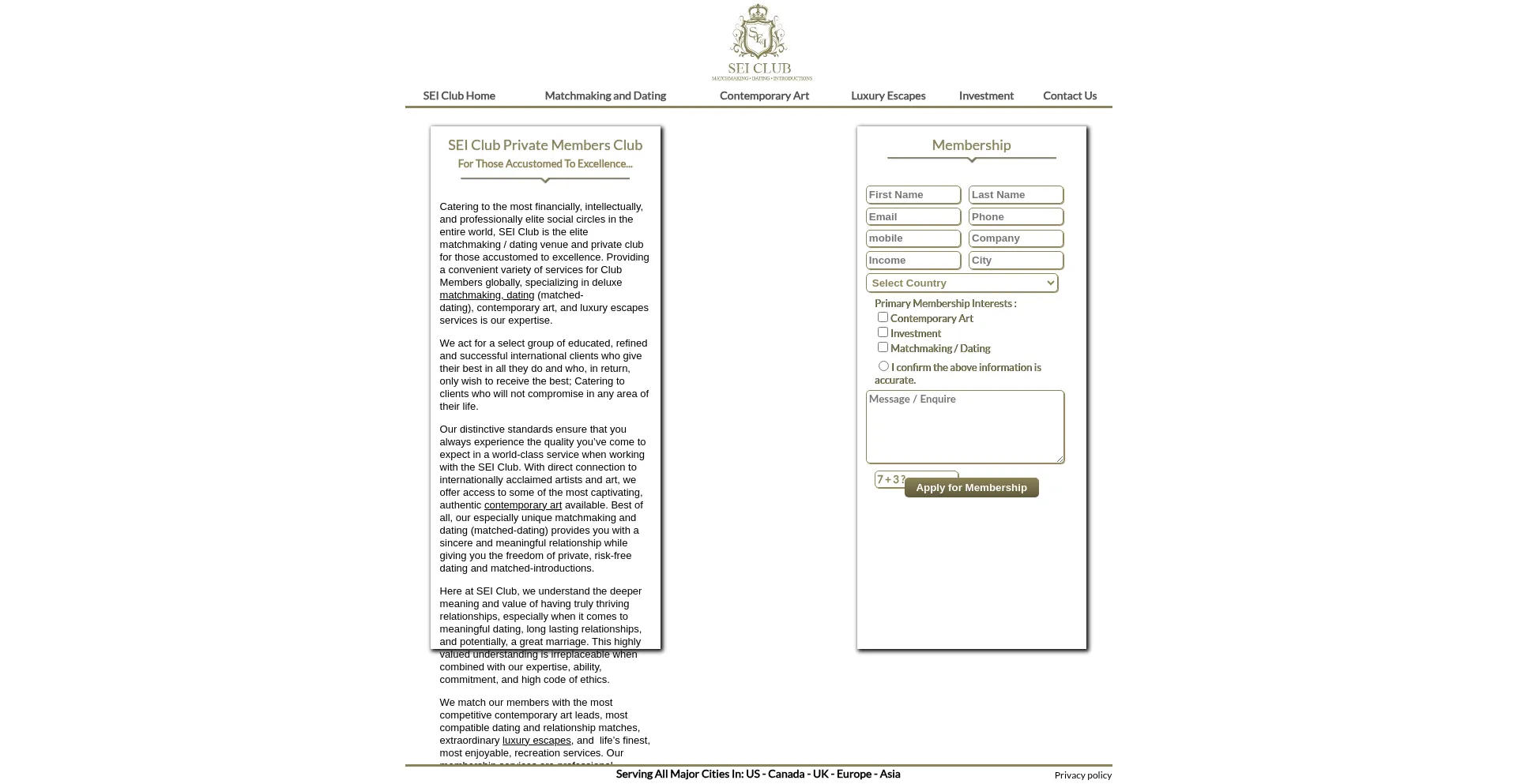 Website screenshot of Seiclub.com