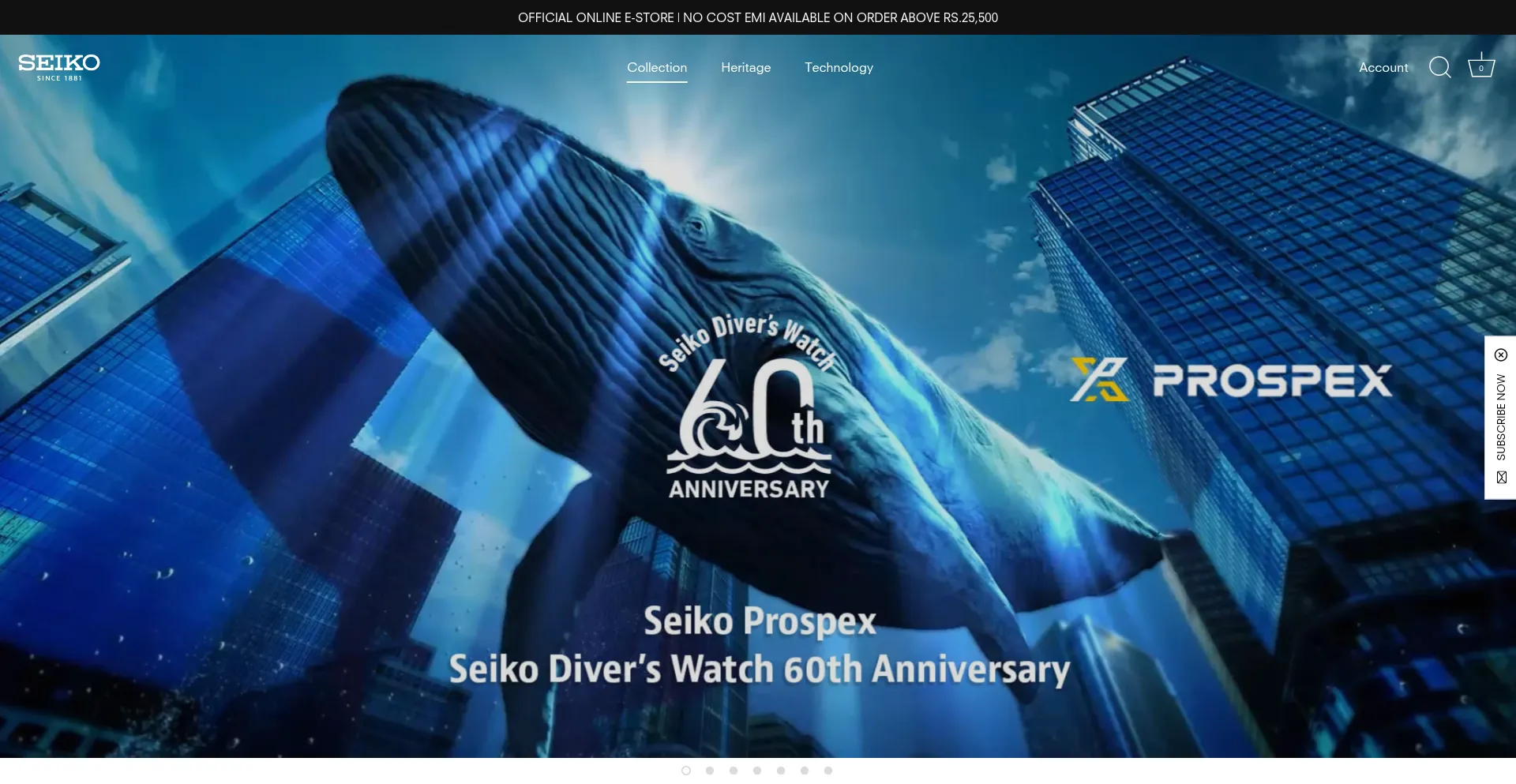 Website screenshot of Seikowatches.co.in