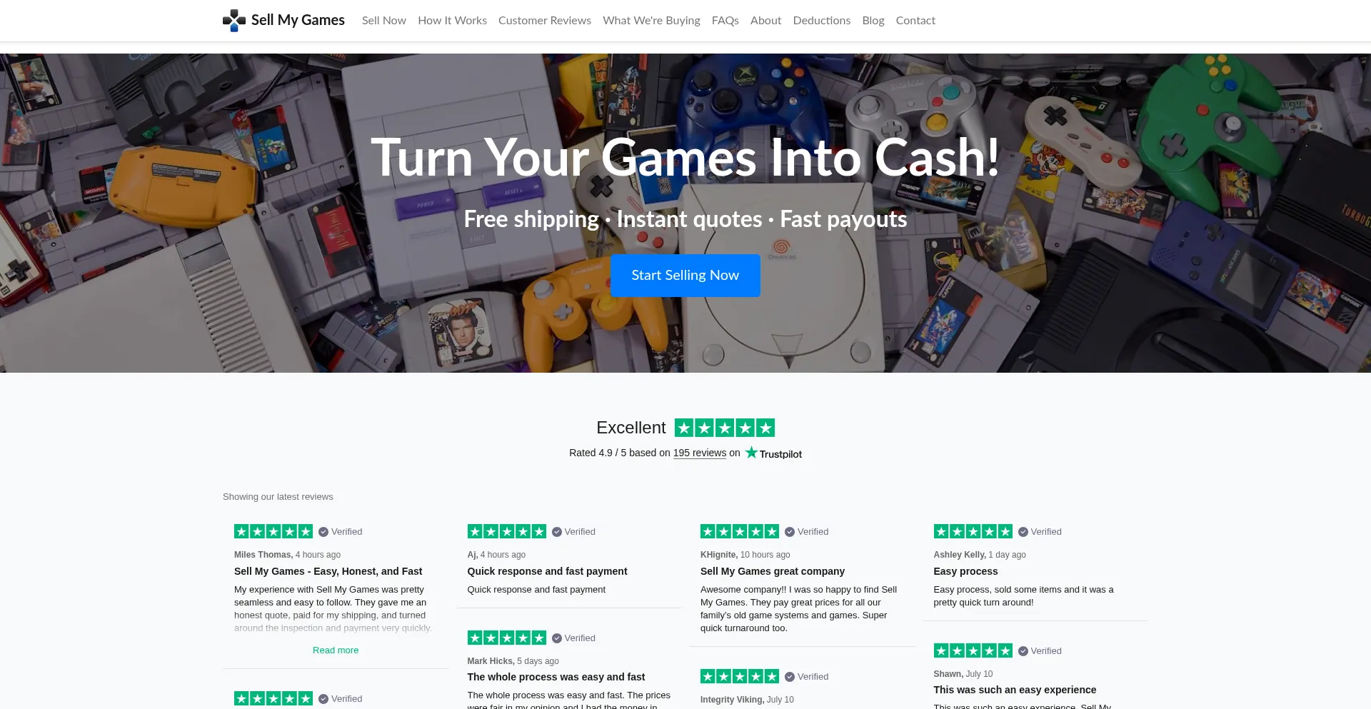 Website screenshot of Sellmygames.com