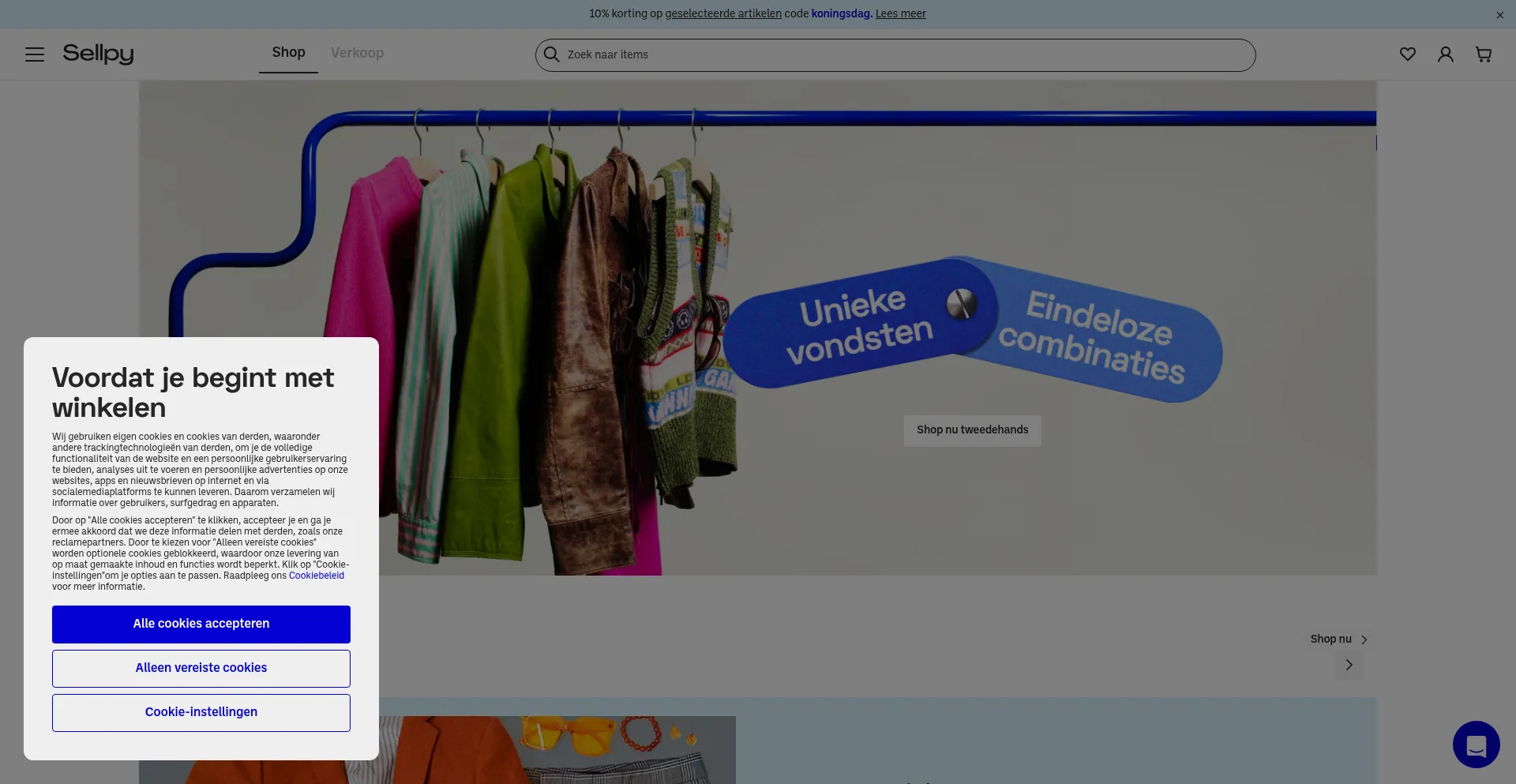 Website screenshot of Sellpy.nl