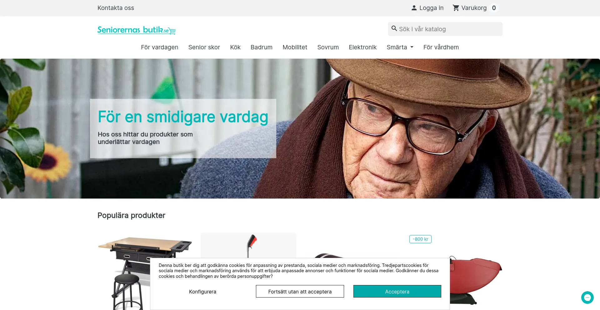 Website screenshot of Seniorernasbutik.se