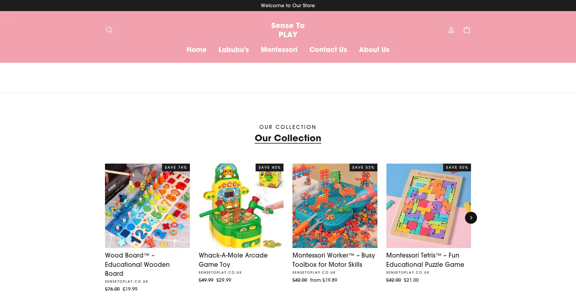 Website screenshot of Sensetoplay.co.uk