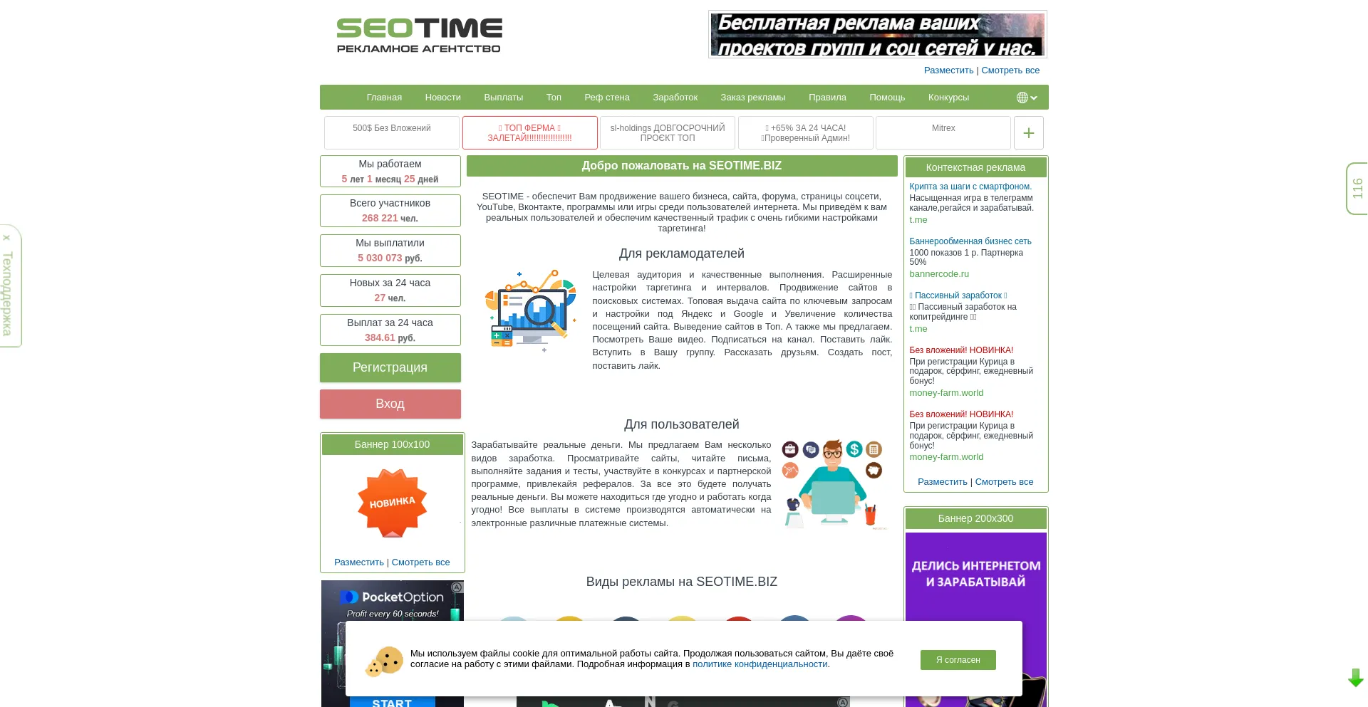 Website screenshot of Seotime.biz