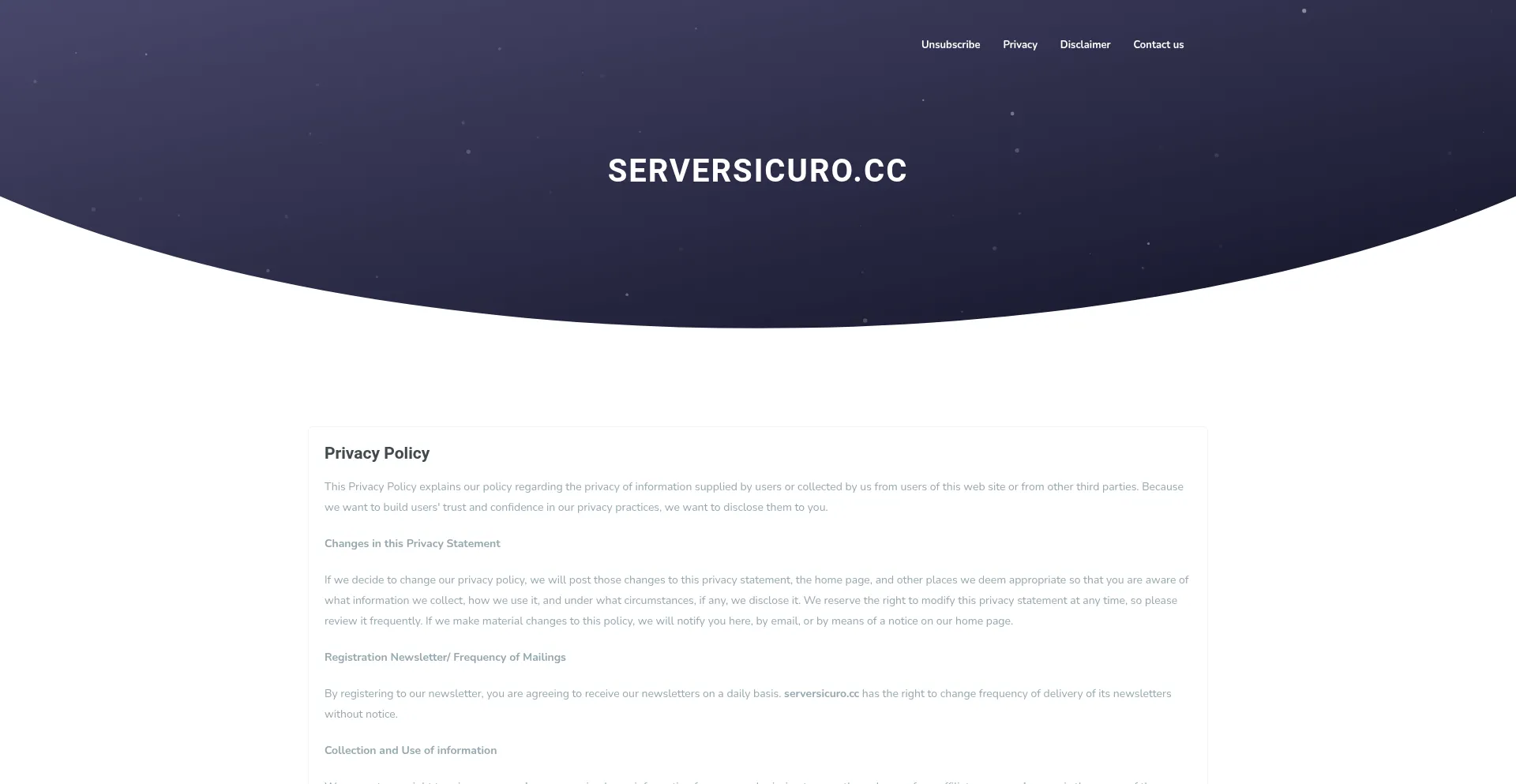 Website screenshot of Serversicuro.cc