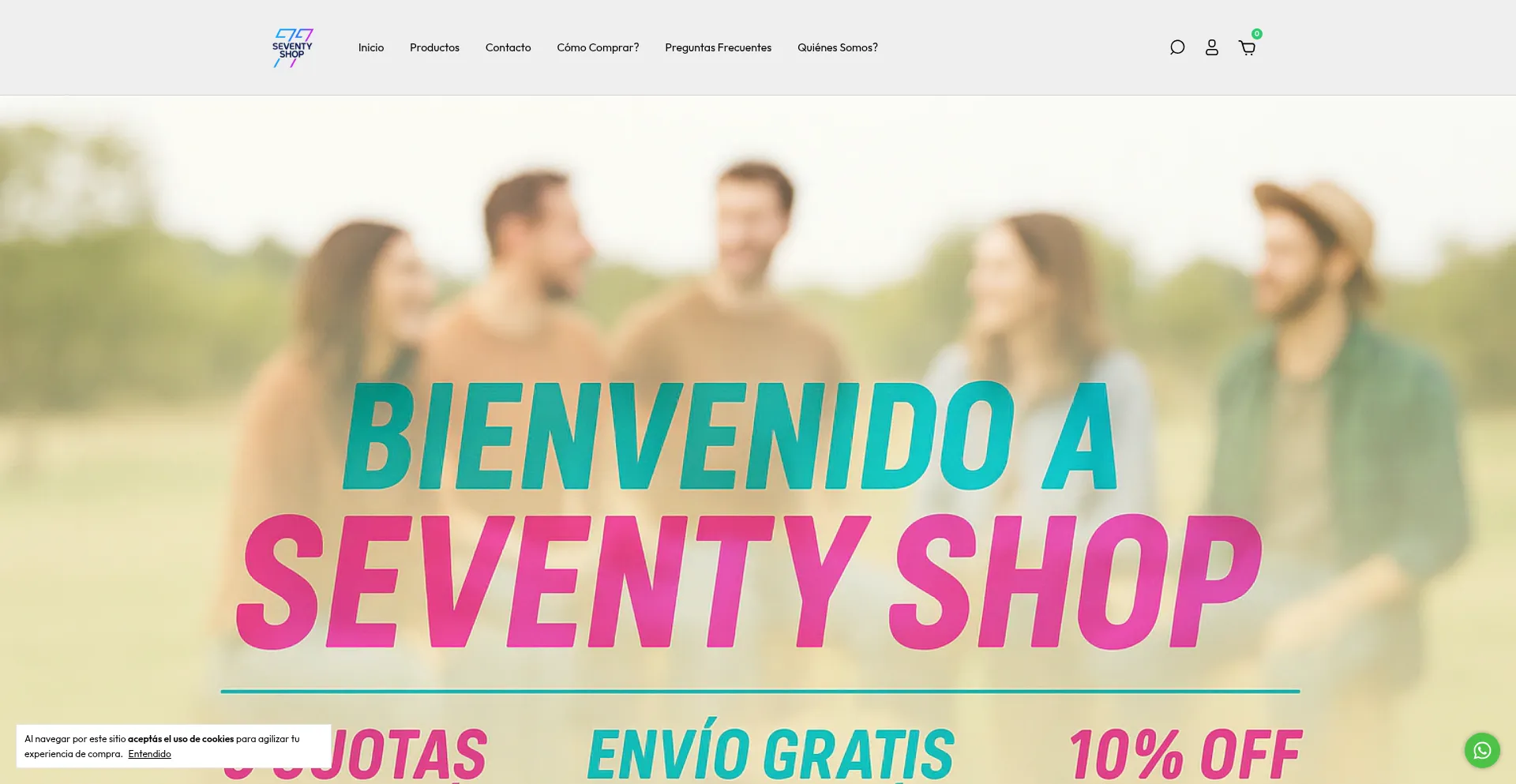 Website screenshot of Seventyshop2.mitiendanube.com