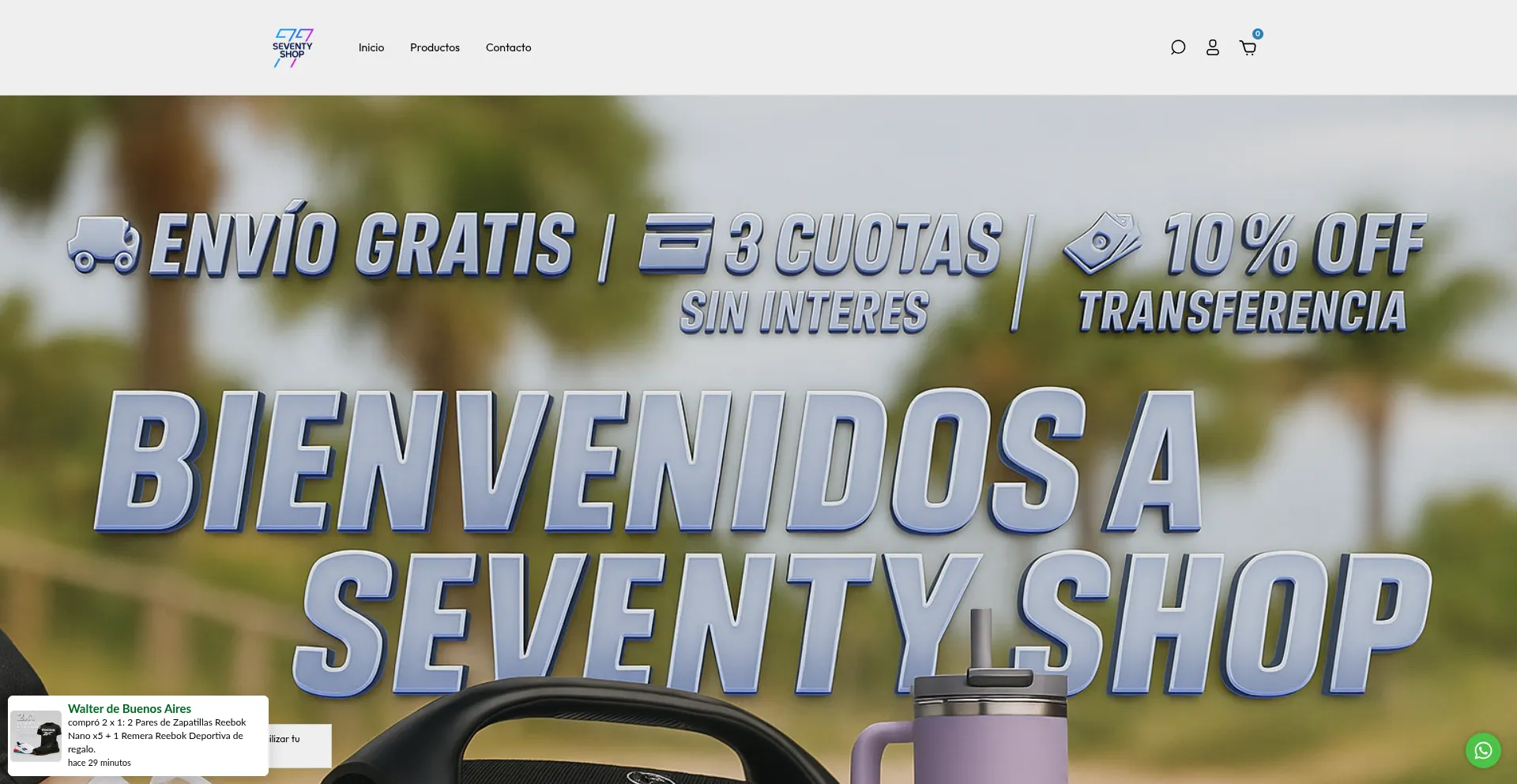 Website screenshot of Seventyshoparg.com