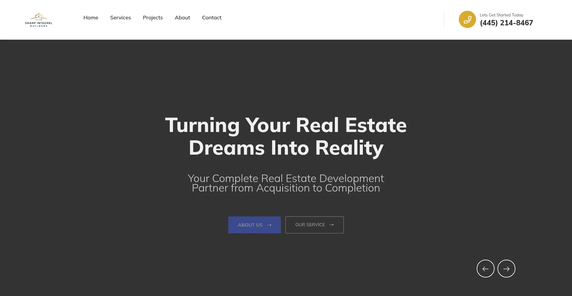 Website screenshot of Sharpintegrelbuilders.com