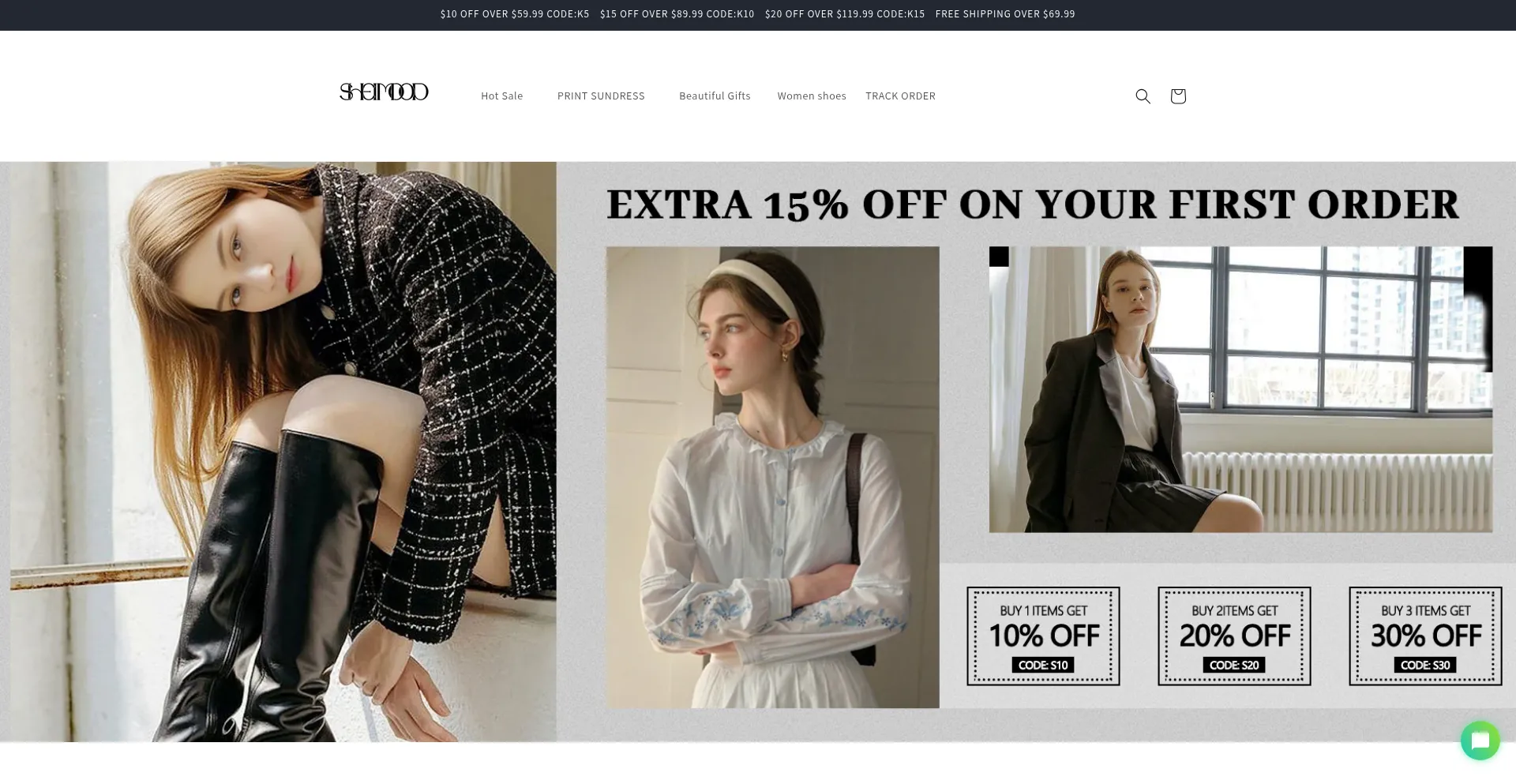 Website screenshot of Sheimood.com