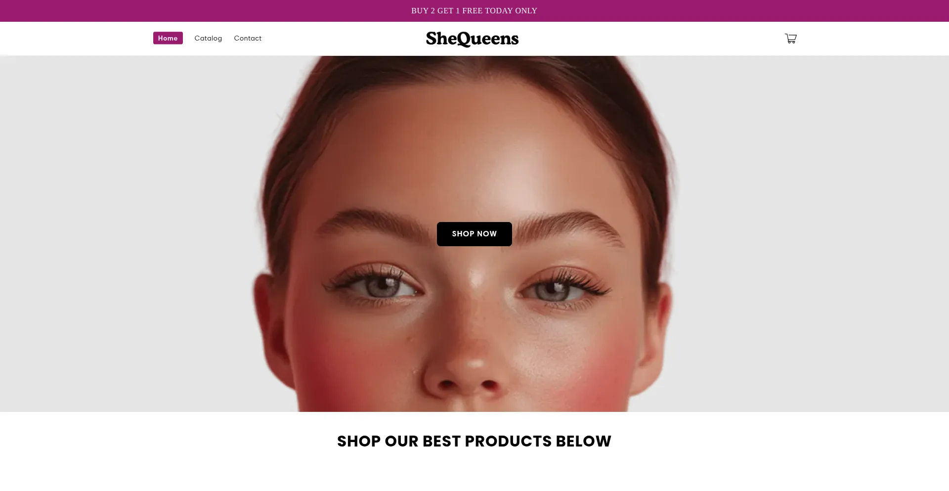 Website screenshot of Shequeens.com