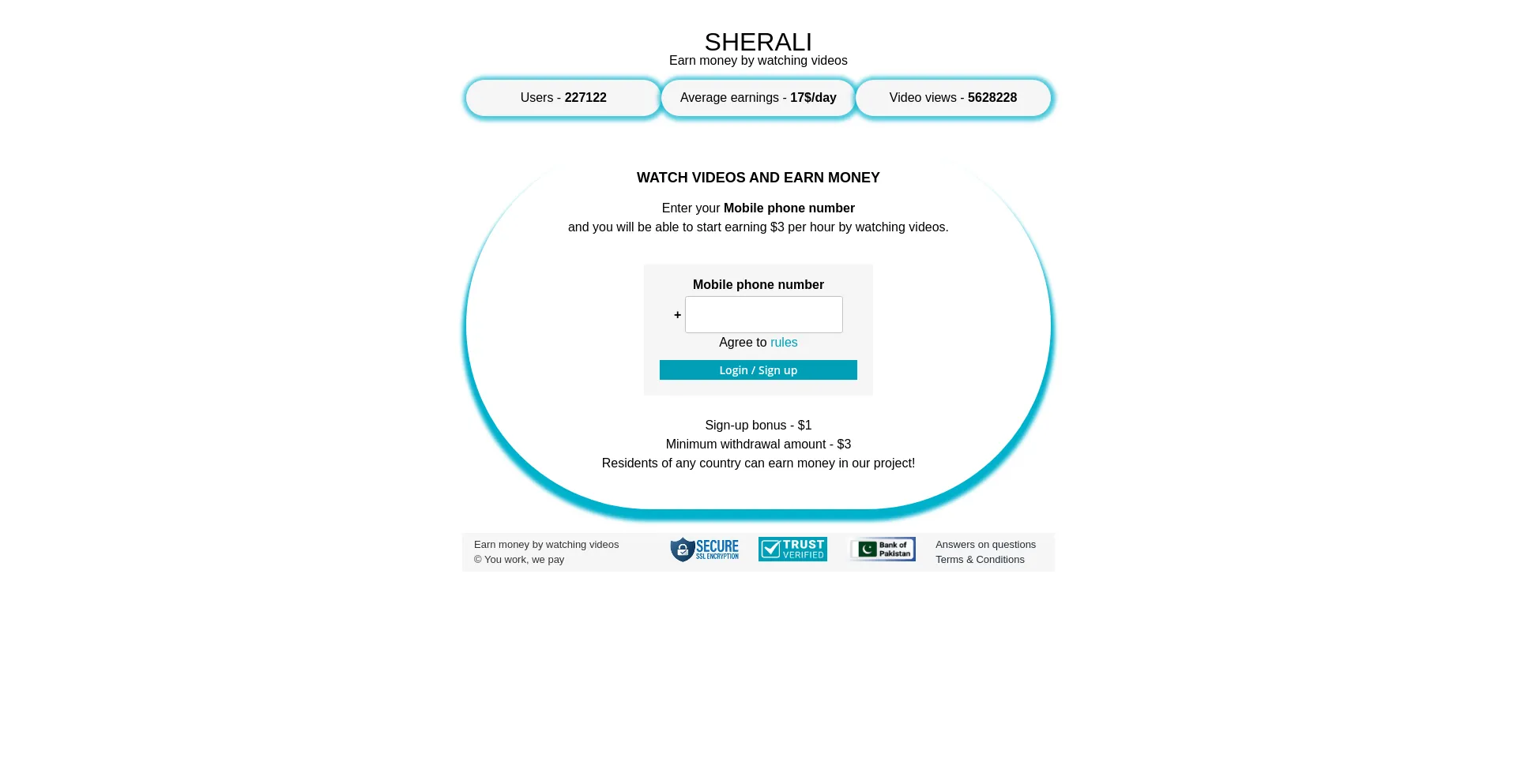 Website screenshot of Sherali.pw