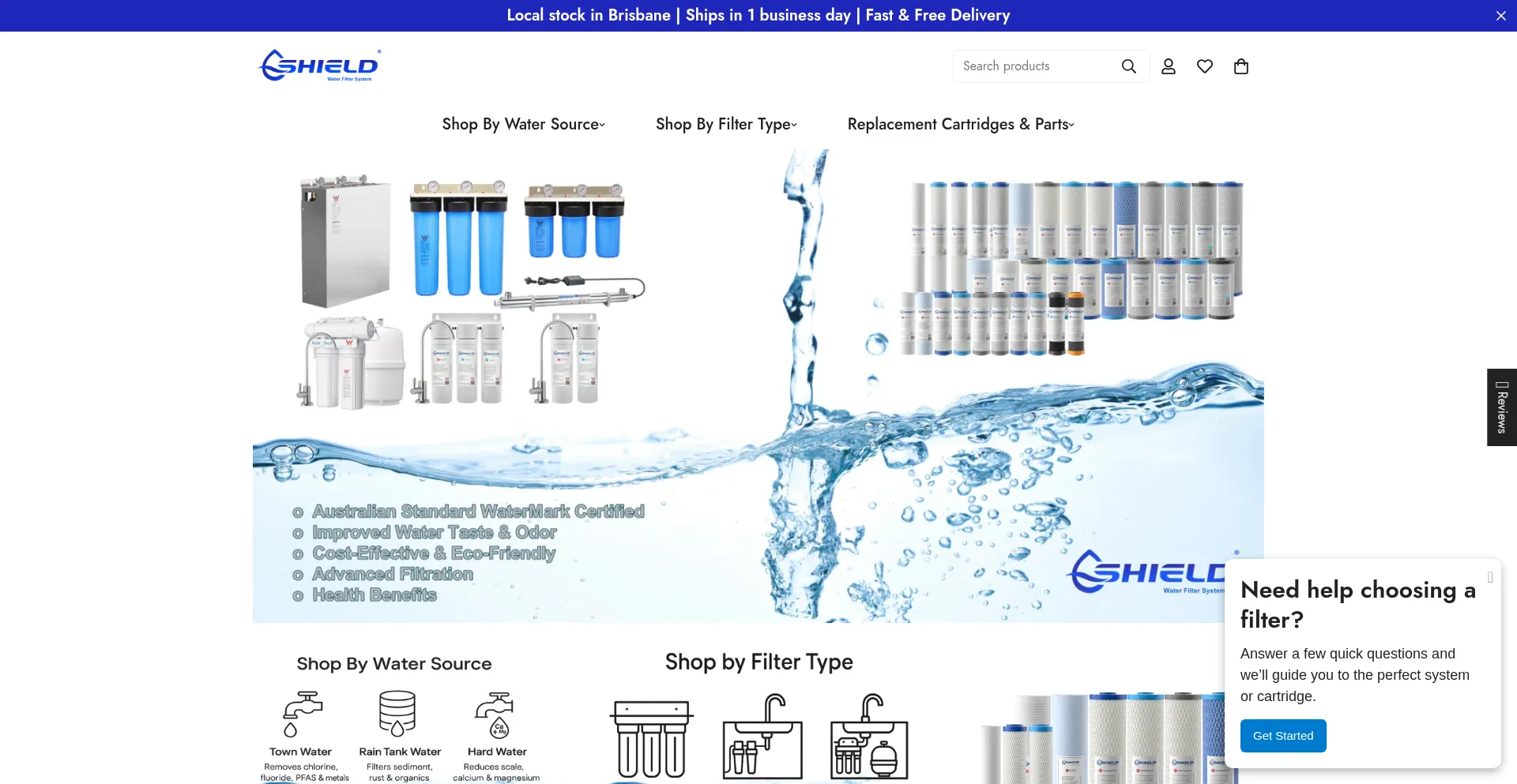 Website screenshot of Shieldwaterfilter.com.au
