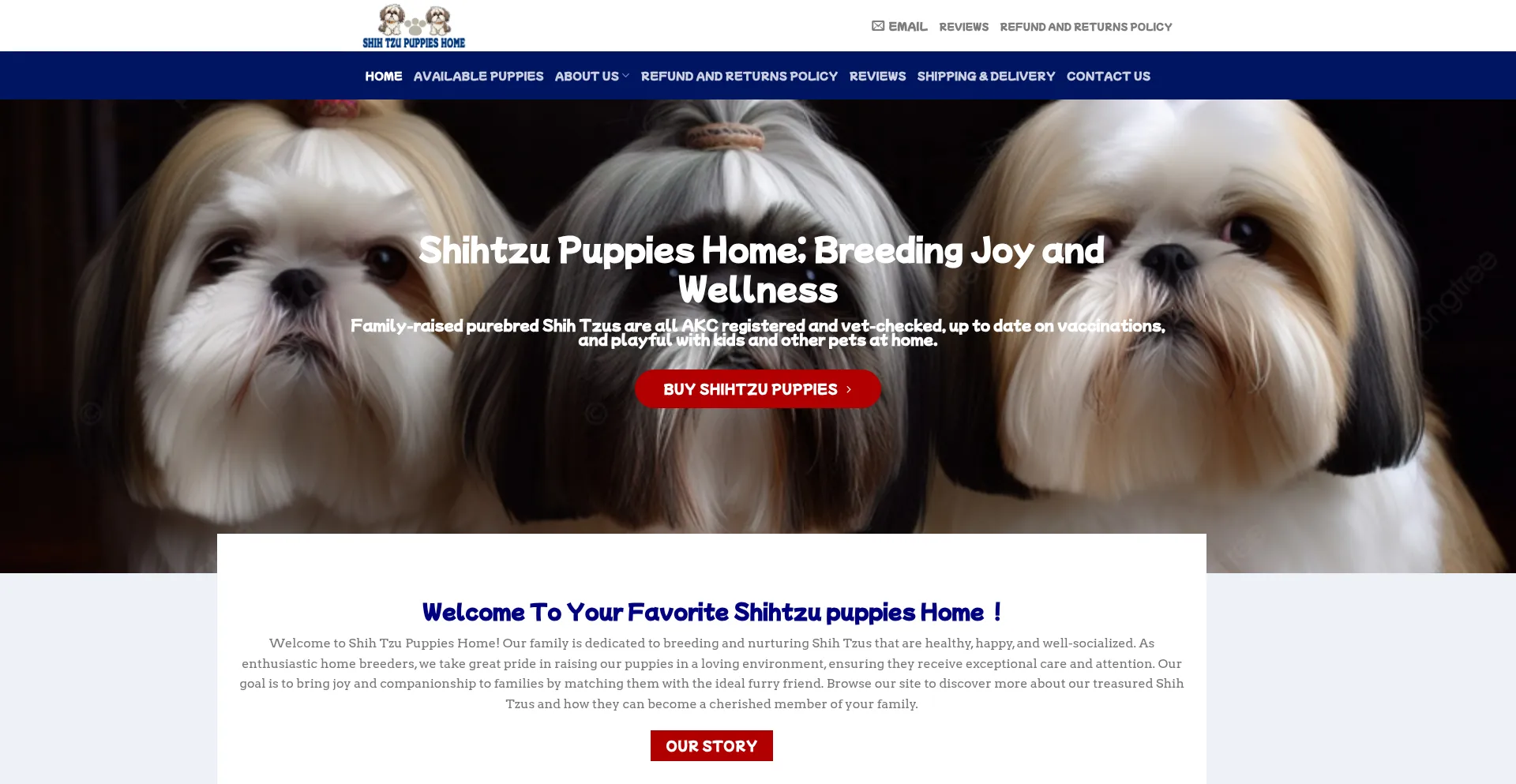 Website screenshot of Shihtzupuppieshome.com