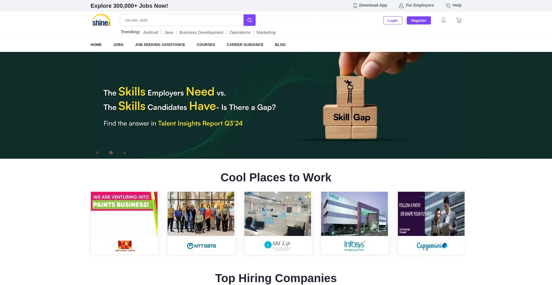 Website screenshot of Shine.com