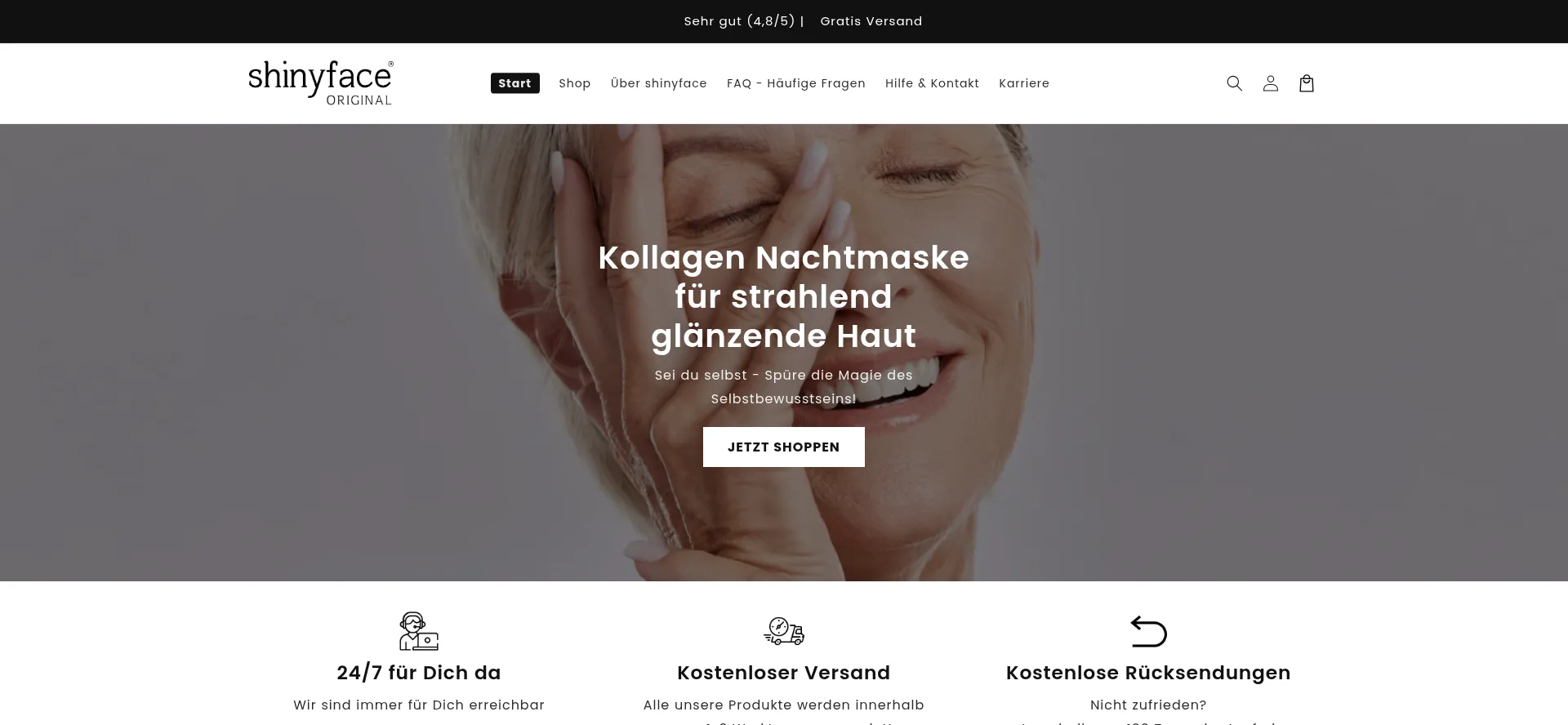 Website screenshot of Shinyface.de